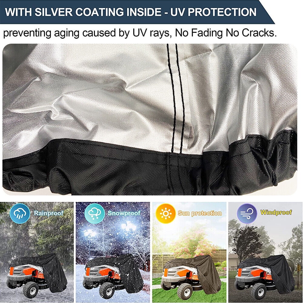 420D Lawn Riding Mower Cover, IC ICLOVER Waterproof Mower Cover Heavy Duty Mildew Resistant UV Protection Tractor Covers Drawstring Universal Fits Decks up to 54