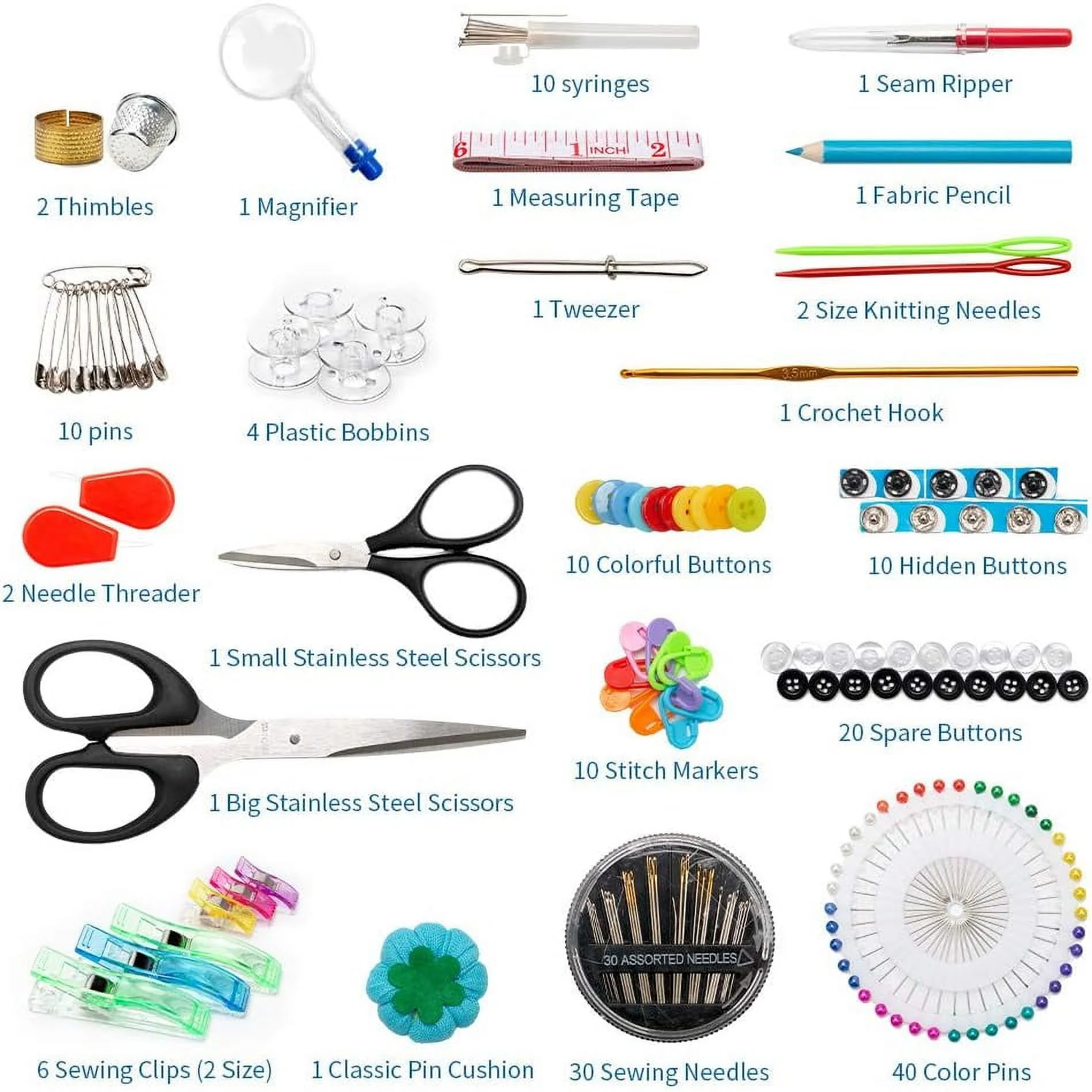 230 Pcs Hand Sewing Tool Kits,  43 XL Sewing Thread | Suitable for Traveller, Adults, Kids, Beginner, Emergency, DIY and Home