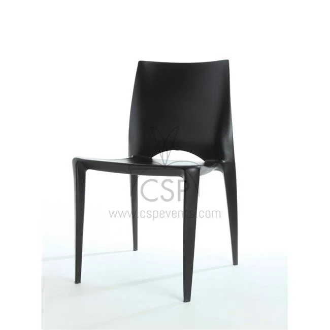 RPP-Crescent-BK Crescent Polyproplylene Stackable Chair - Black - 32 in.
