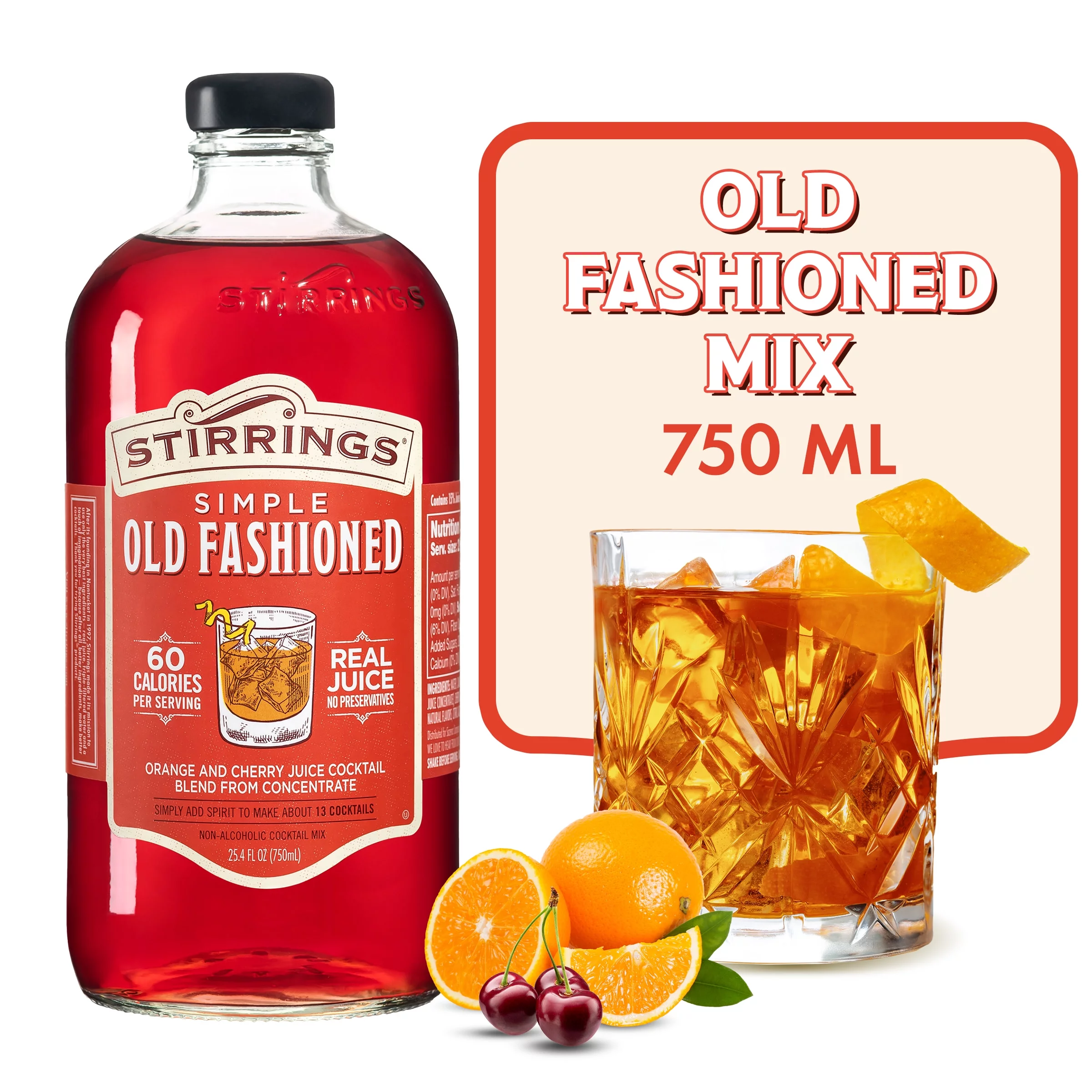 Stirrings Old Fashioned Cocktail Mixer, 750ml