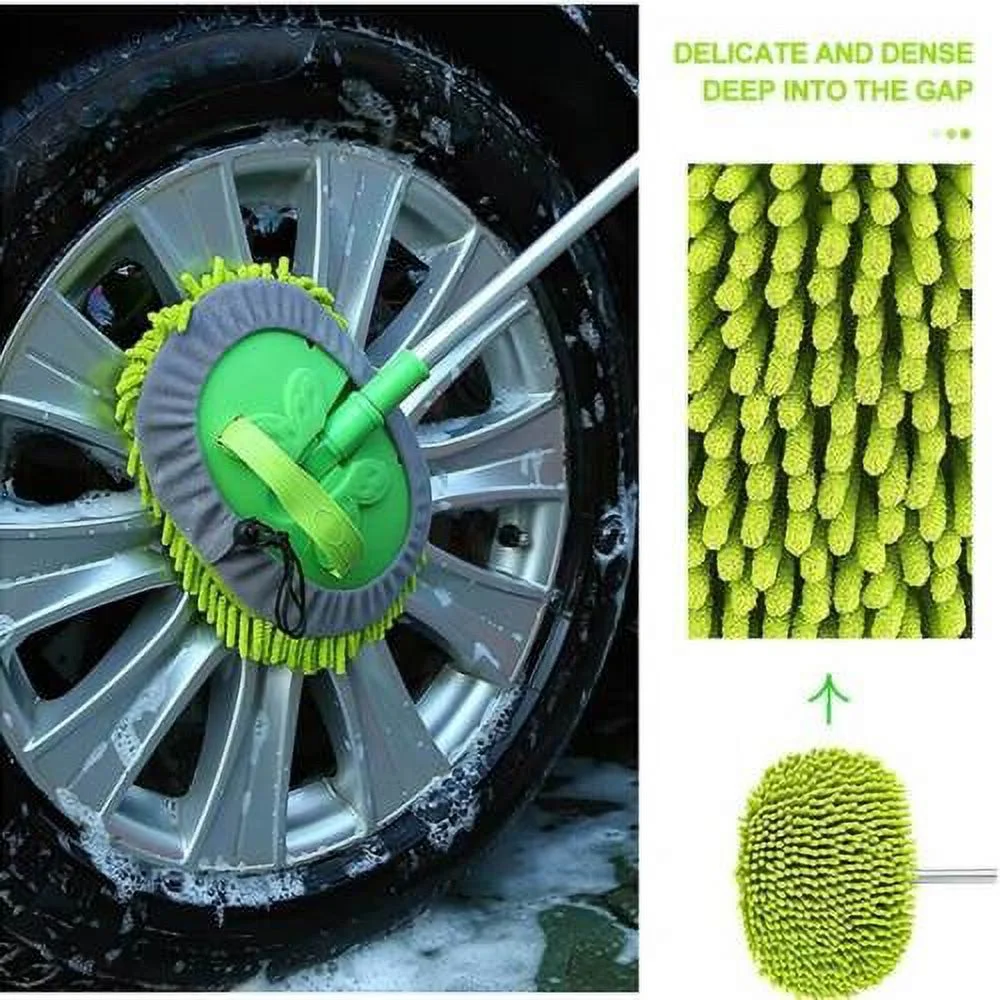 Telescopic Car Wash Mop Brush Kit Long Handle Vehicle Cleaning Tool 3gear Length