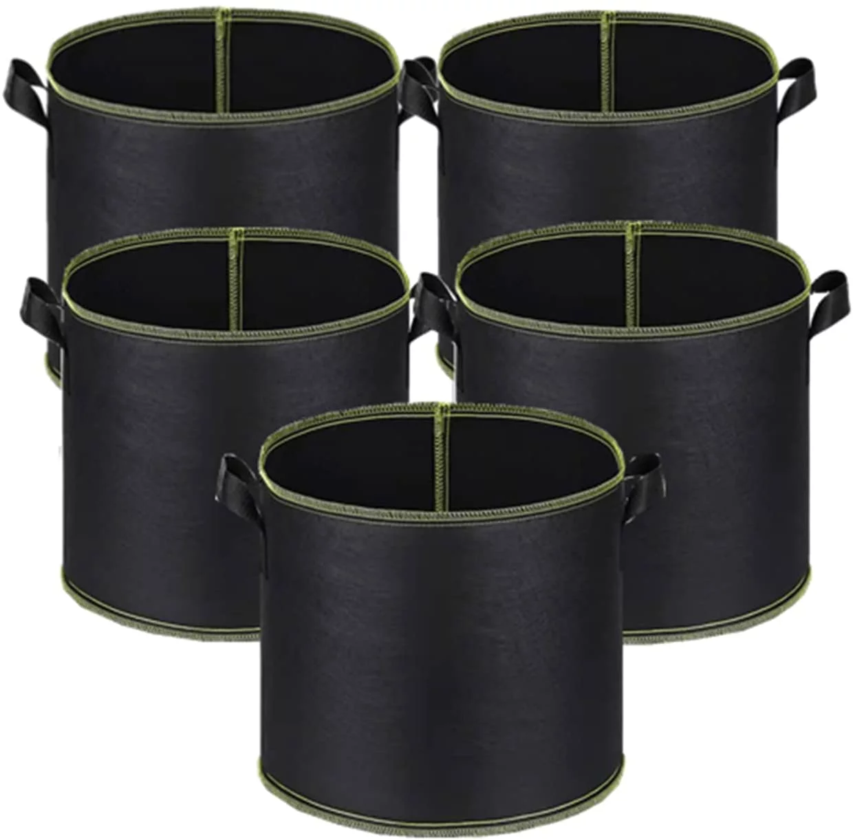 Namzi 5-Pack 15 Gallon Grow Bags Heavy Duty Thickened Nonwoven Fabric Pots Plant Grow Bags with Handles,for Low Stress Plant Training Fruits, Vegetables, and Flowers(Black)