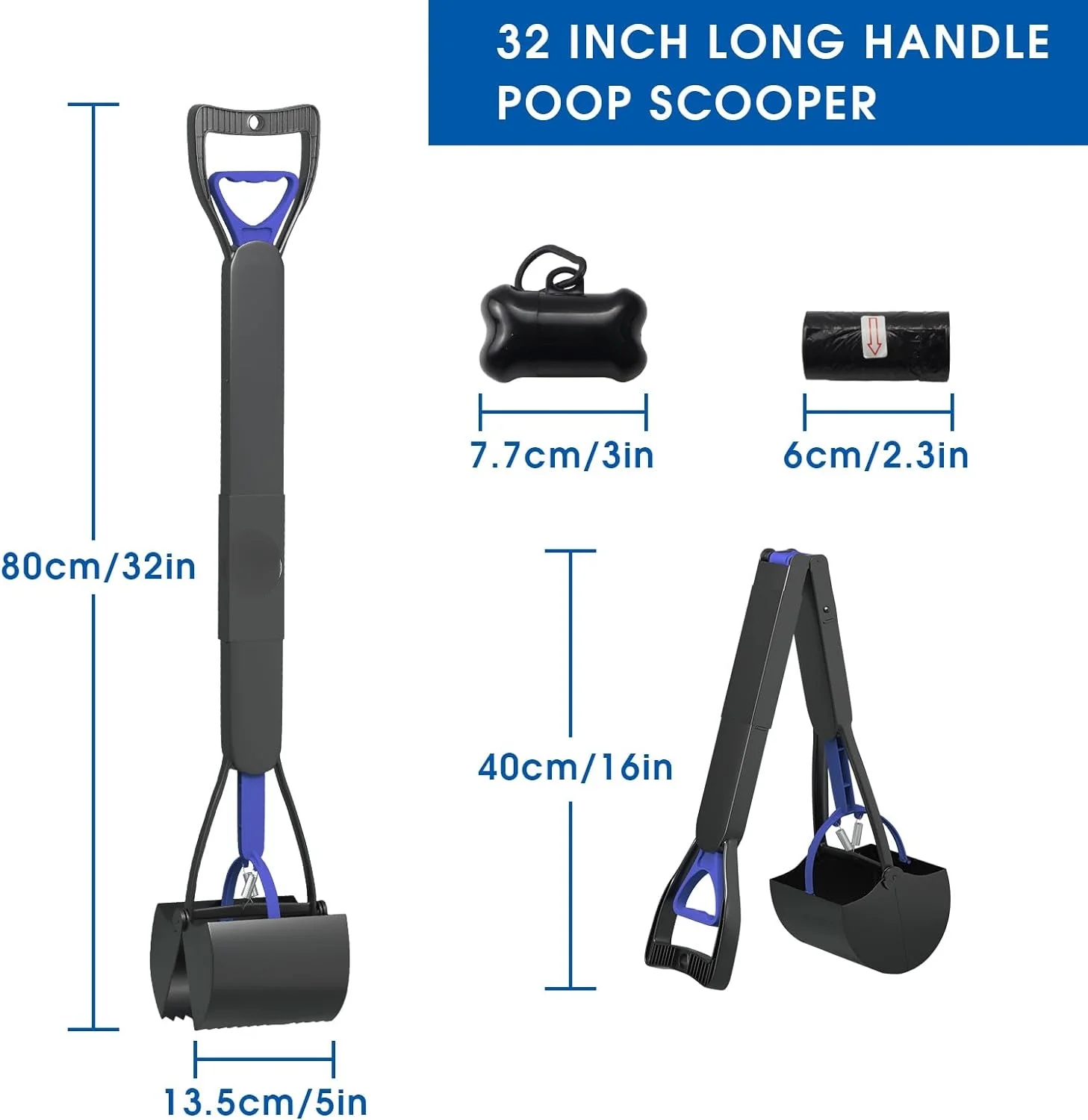 Purple Durable Foldable Long Handle Pooper Scooper for Large Small Dogs Cats  Pick Up Shovel Tools for Grass Dirt Gravel  Includes Dog Poop Bags  Convenient and Reliable Solution