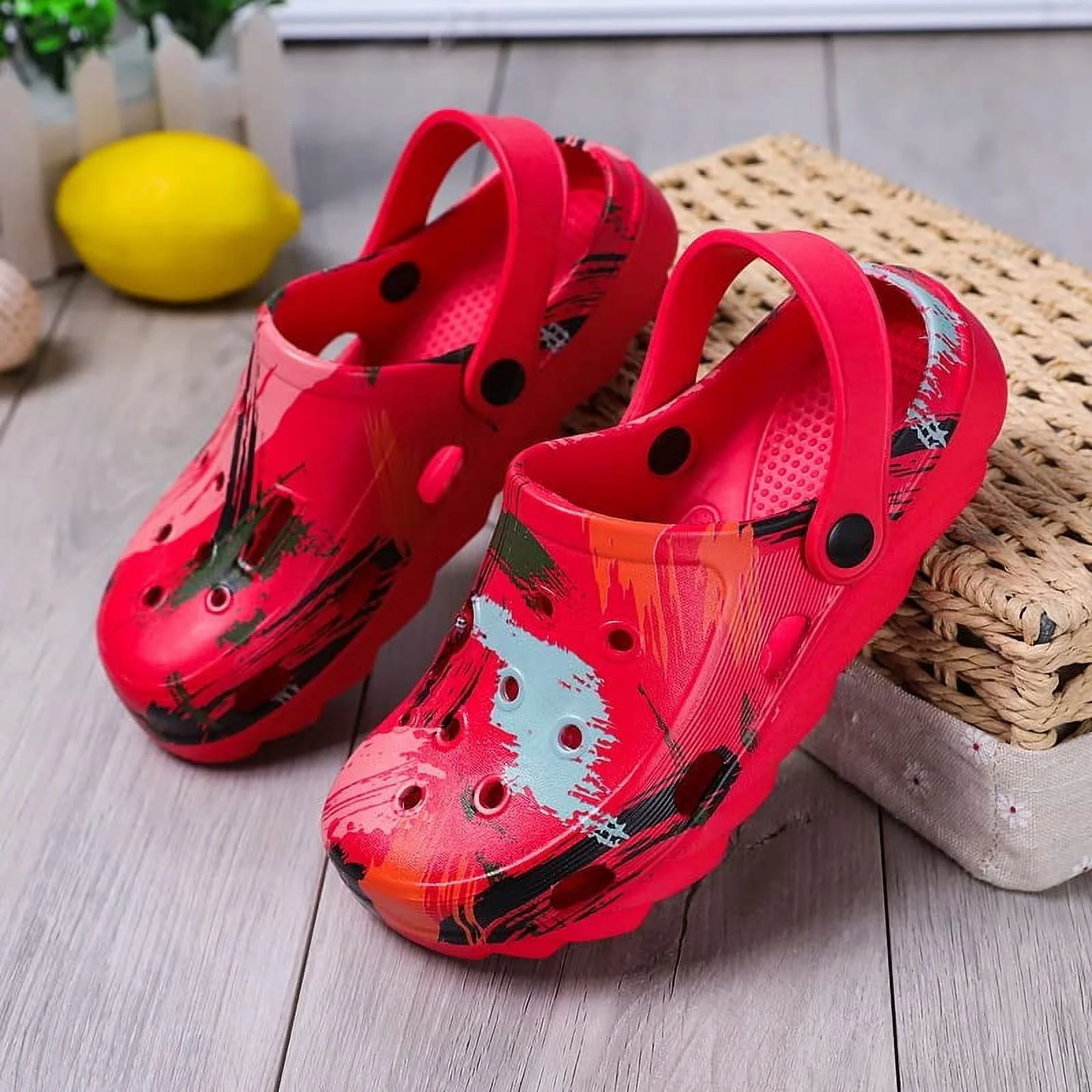 KAQ Kid's Garden Clogs Cute Slides Sandals Toddlers Beach Pool Shower Shoes with Non-Slip Sole