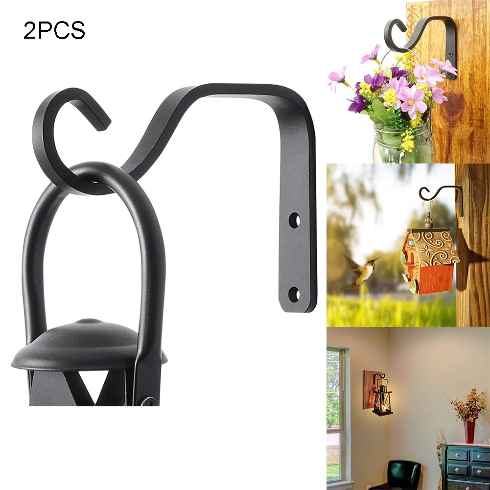 Metal Hanging Basket Brackets Outdoor Garden Plant Hanger Hook Wall Decoration