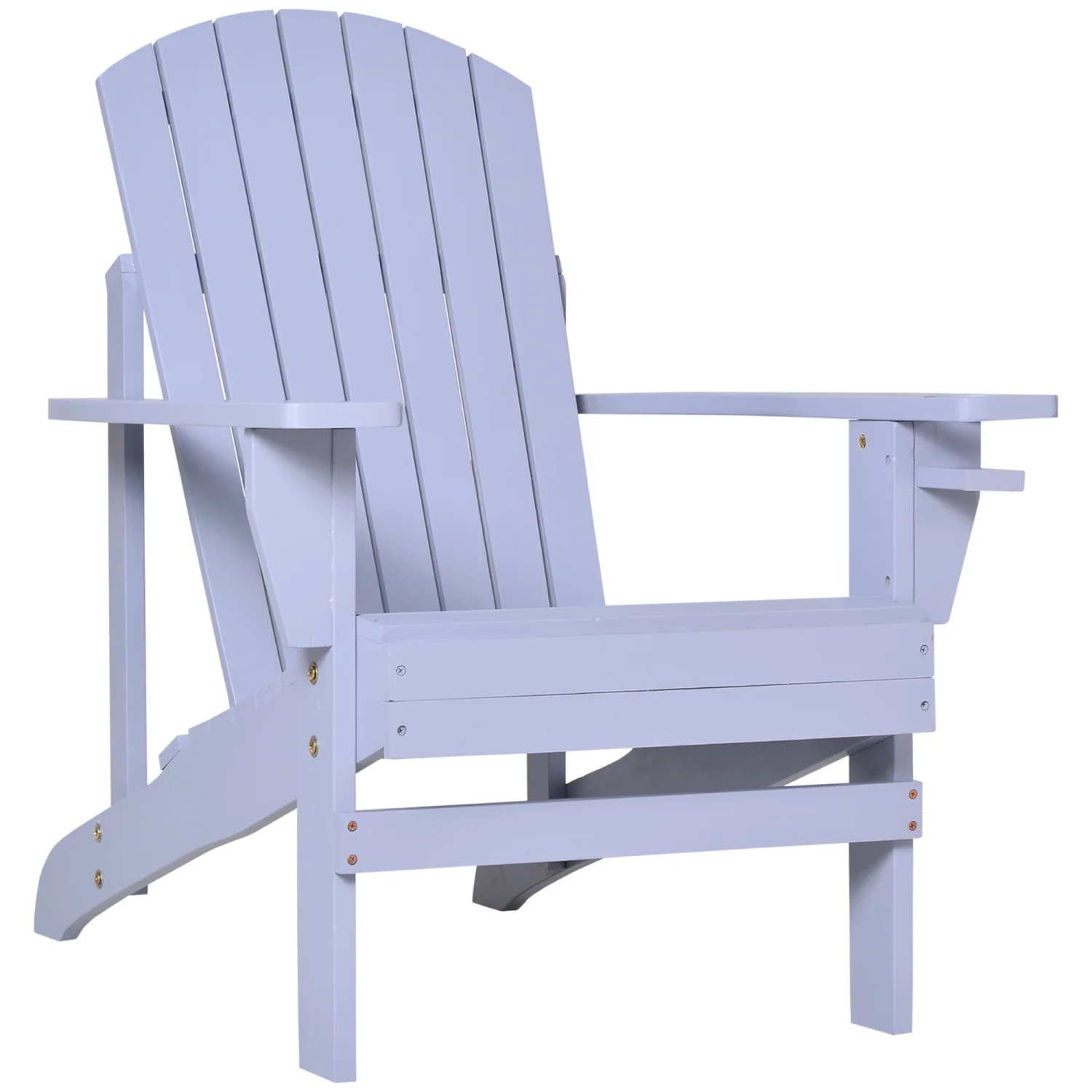 GFSXVNU Wooden Adirondack Chair  Outdoor Patio Lawn Chair with Cup Holder  Weather Resistant Lawn   Classic Lounge for Deck  Garden  Backyard  Fire Pit  Gray
