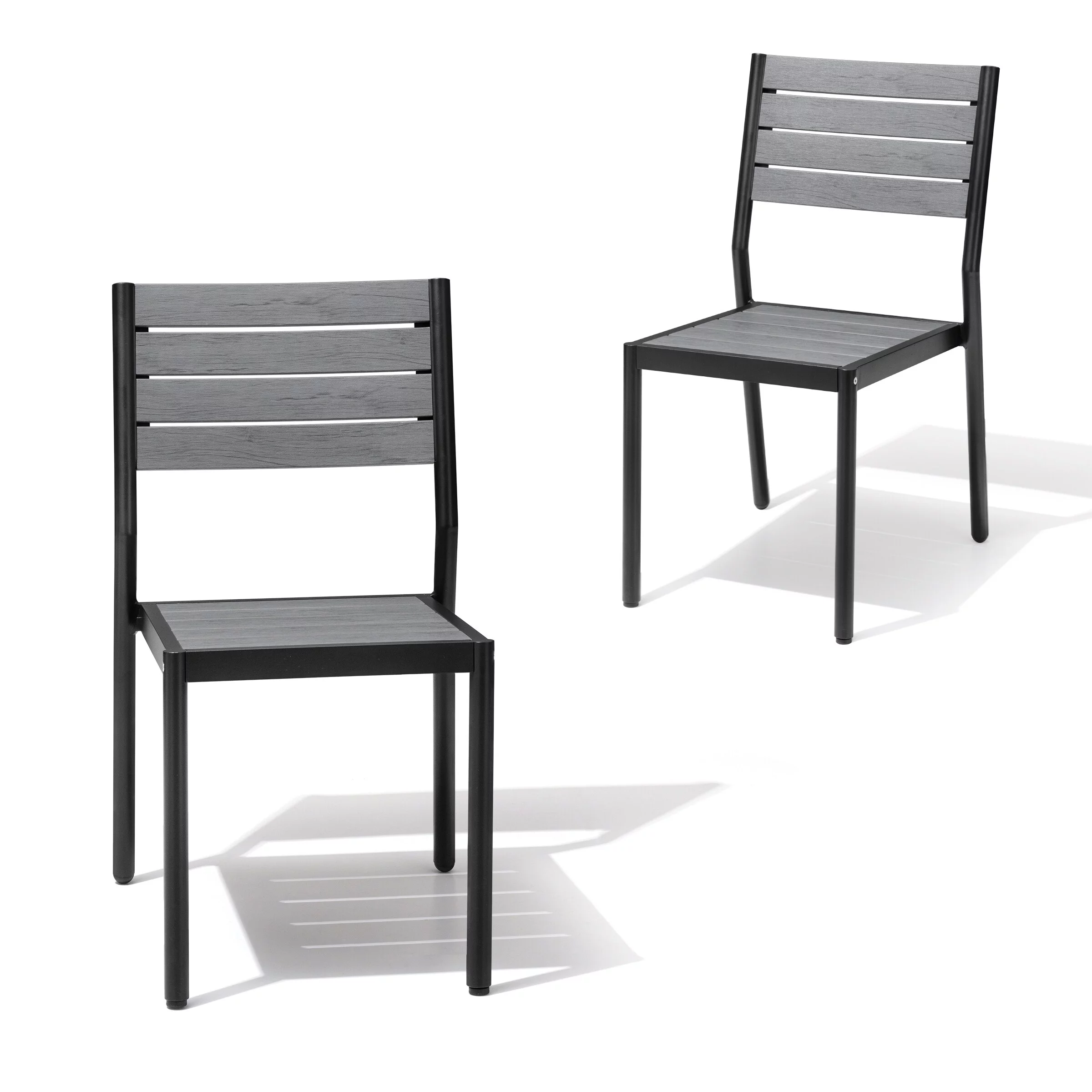 Crestlive Products Outdoor Dining Chairs Modern Aluminum Stackable Armless Chairs for Patio Grey