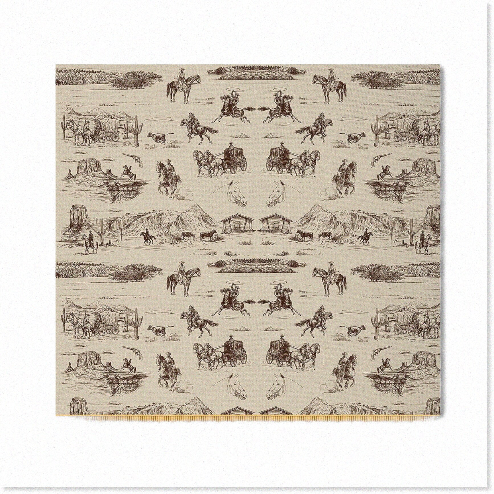 Rustic Rancher's Delight: Weatherproof Outdoor Fabric - 3 Yards of Vintage Western Cowboy Charm for Chairs, Upholstery & Farmhouse Décor