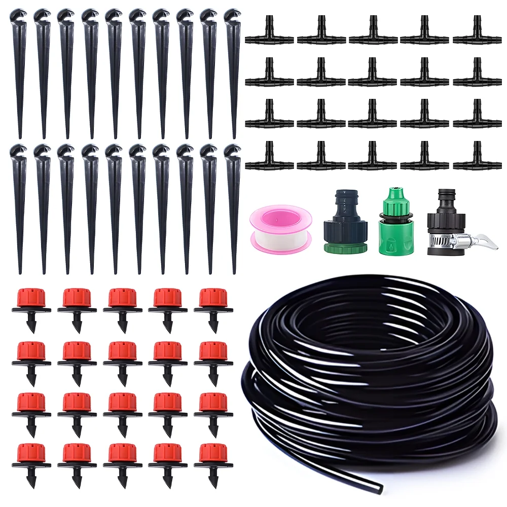 Irrigation System,With 4/7-inch Adjustable Drip Kit Adjustable Nozzle Kit - 49ft Patio Plant With Complete Drip Plant Drip Qisuo Drip Adjustable Dsfen Kit And Lawn 49ft Efficient Plant 4/7
