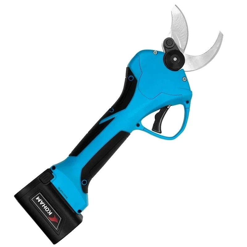 KOHAM 25.2V Electric Pruning Shears Progressive Function Branch Cutter Tree Pruner 40mm SK5 Scissors with 3 Batteries for Garden