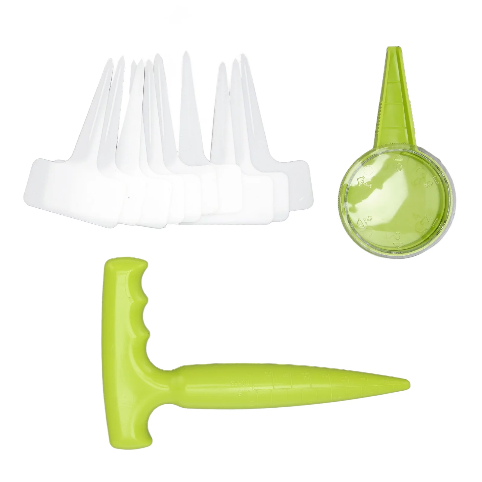 Qukaim Hand Seed Sower Seeder, 12pcs Seed Dispenser Planter Tool Set with 5 Dial Settings, Plant Dibber with Measurements, 10 Plant Label