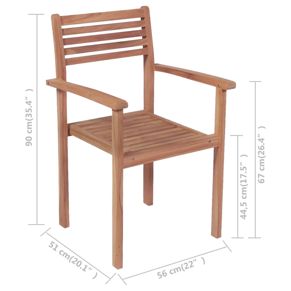 Anself Stackable Patio Chairs 4 pcs Solid Teak Wood