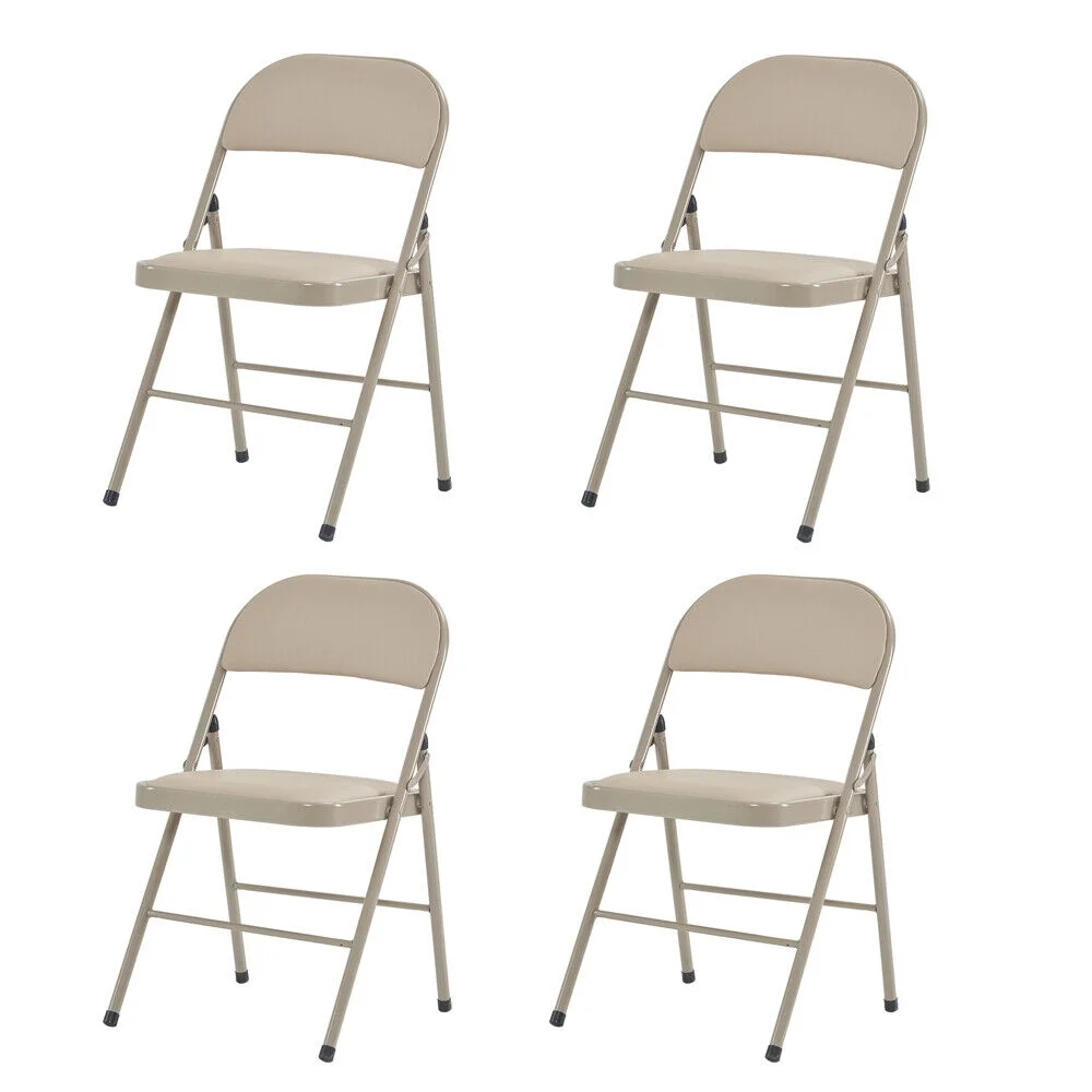 4 Pack Commercial Folding Chairs Set Steel Frame Padded Seat Heavy Duty