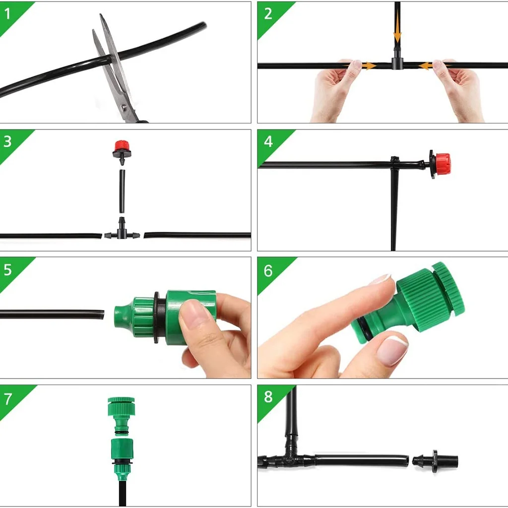 Irrigation System Distribution Tubing Watering Kit for Garden Greenhouse
