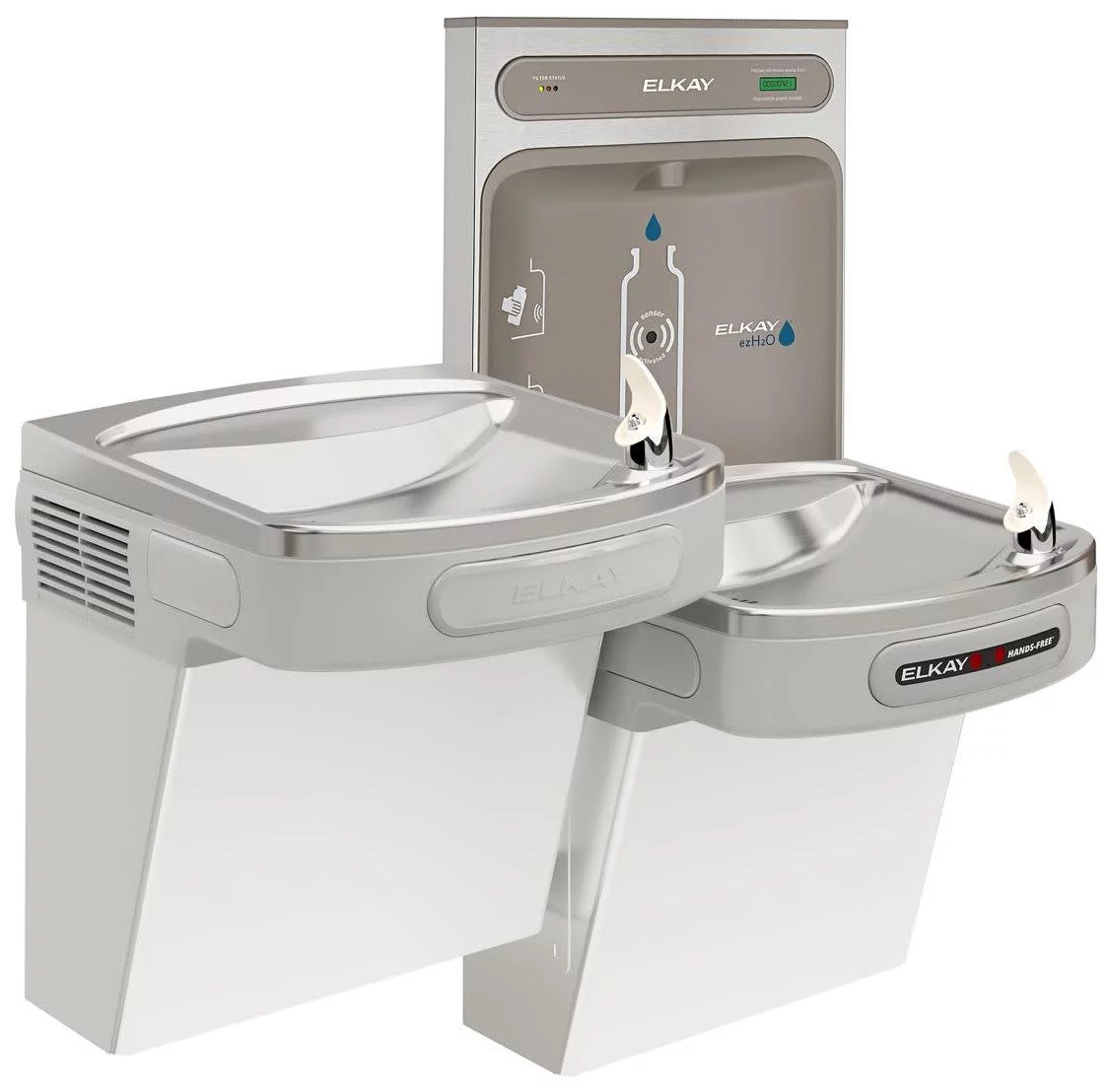 Elkay Lzotl8wslk Ezh2o Wall Mounted Bi-Level Drinking Fountain And Hands Free Bottle
