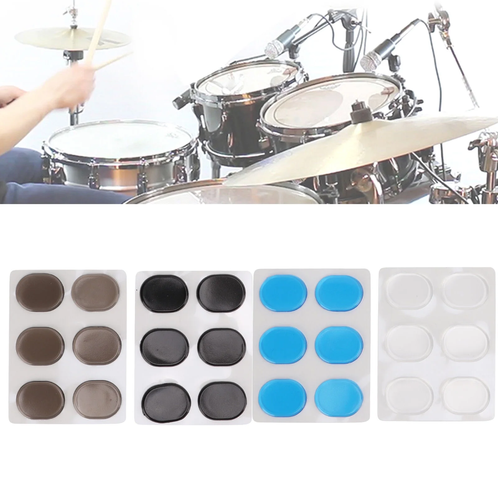 4 Sets Drum Dampener Silicone Damping Control Pad Silencer Instrument ECA
