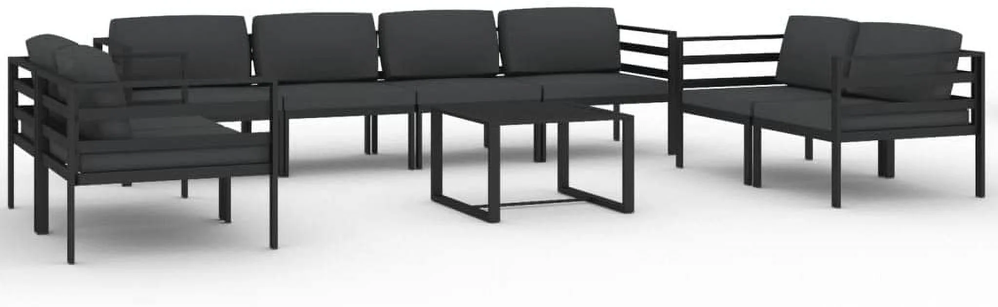 durable Garden Outdoor Lawn Yard Terrace Balcony Seat Seating Sitting Chair Bench Furniture 9 Piece Patio Lounge Set with Cushions Aluminum Anthracite