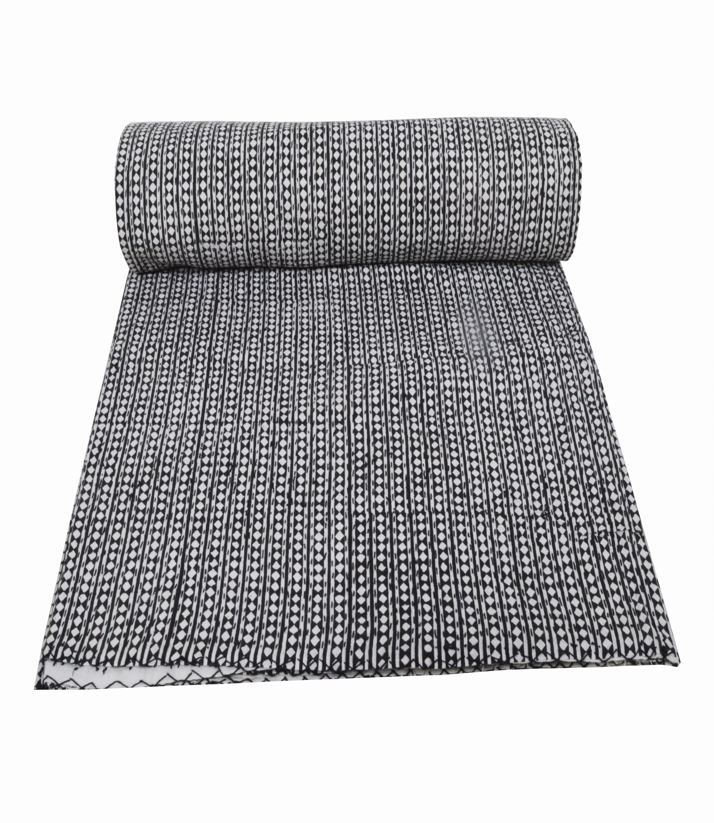 Vintage Hand Block Print Quilt Indian Kantha Quilt Kantha Bedspread Kantha Blanket Cotton Throw Handmade Quilt Single Size Quilt Bedding