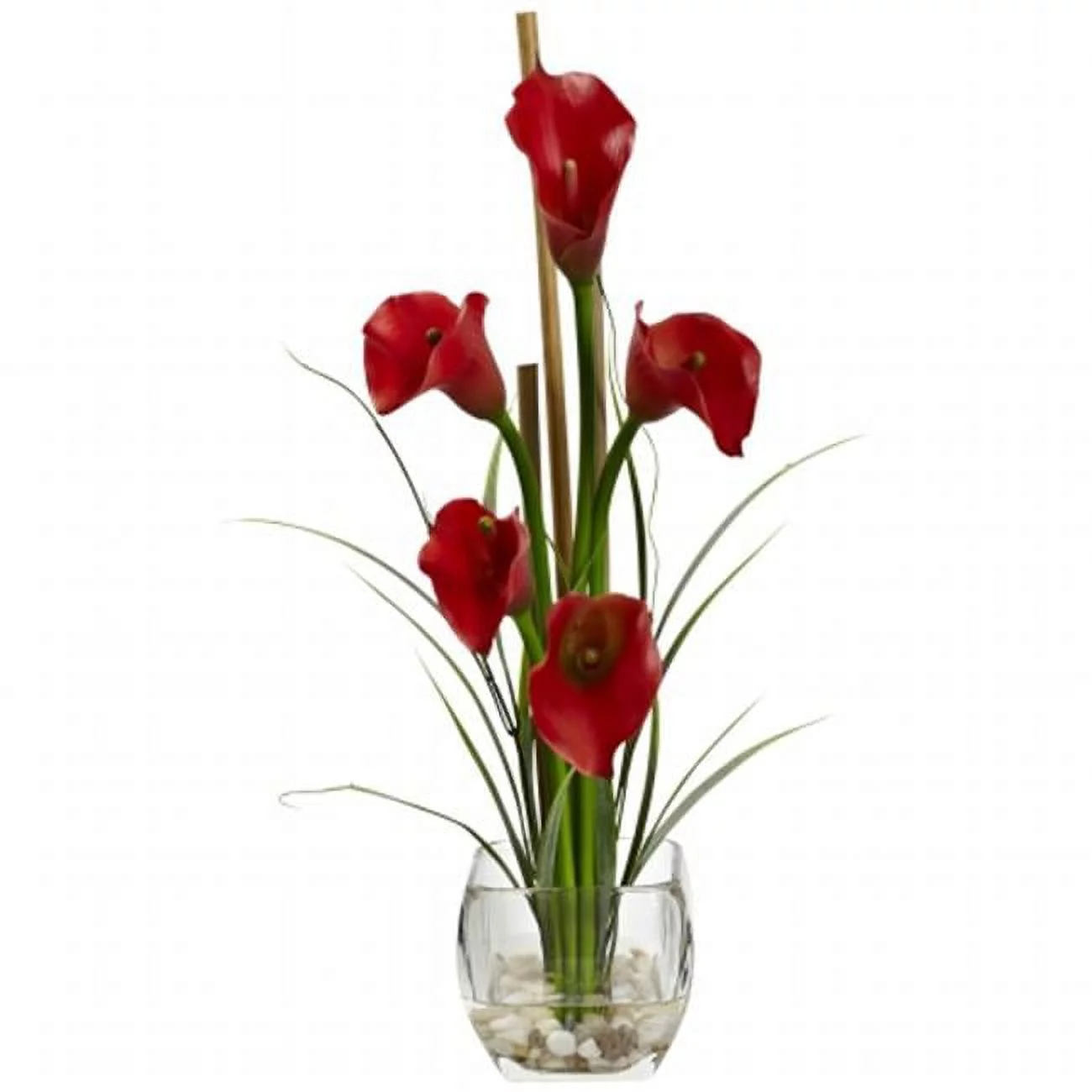 Nearly Natural 1118-RD Calla Lilly Liquid Illusion Silk Flower Arrangement - Red