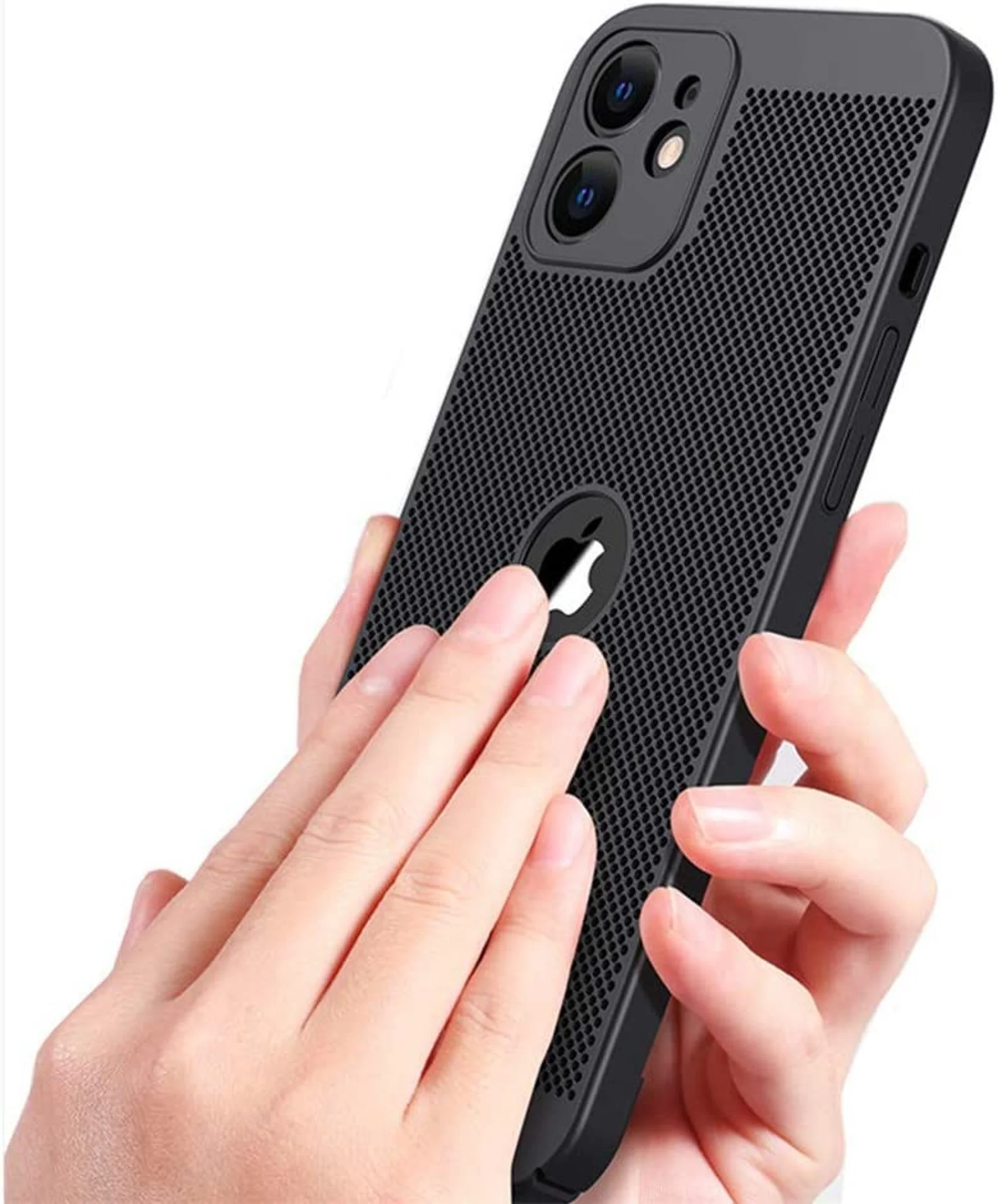 Heat Dissipation iPhone 14 Pro Case (Black) Breathable Cooling Hollow Cellular Hole Full Camera Lens Protection Ultra Slim Cover