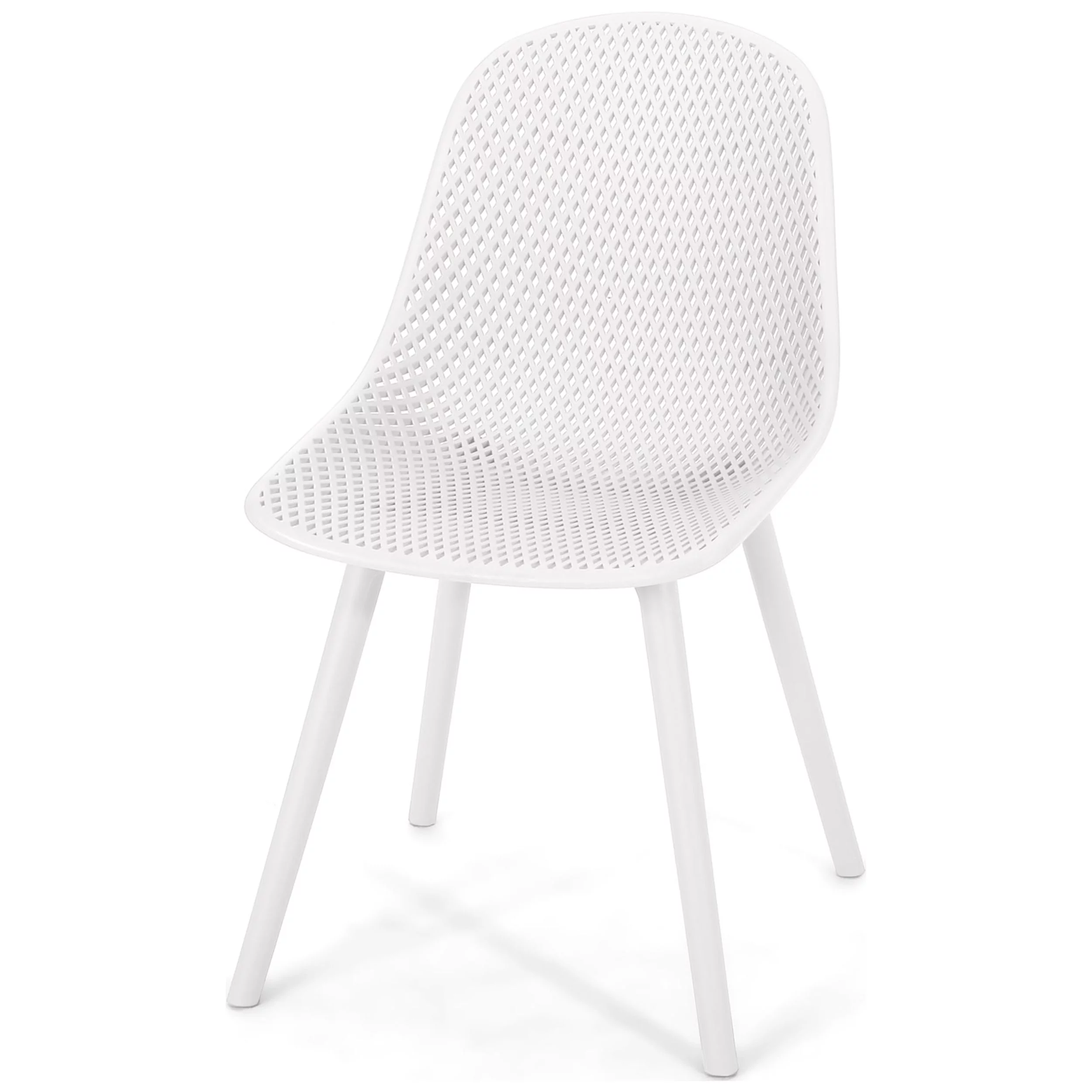 Noble House Posey Plastic Patio Dining Chair in White (Set of 2)