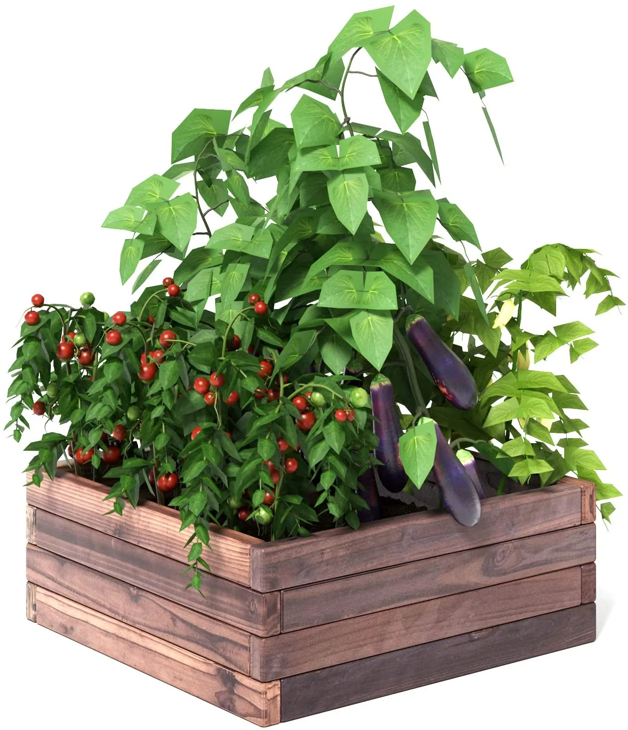 S Raised Garden Bed, Wood Planter Box, Outdoor Planting Bed for Vegetable Flower, Square Planter for S and Lawn, 24''Lx24''Wx10''H, Brown