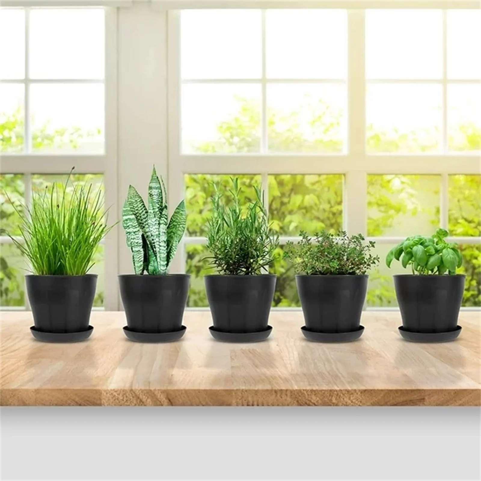 Bnnlsa Plastic Plants Nursery Pot 8Pcs Open Flowerpot Resin Plastic Flowerpot Balcony Large Rose Pot Pot Succulent Flowerpot