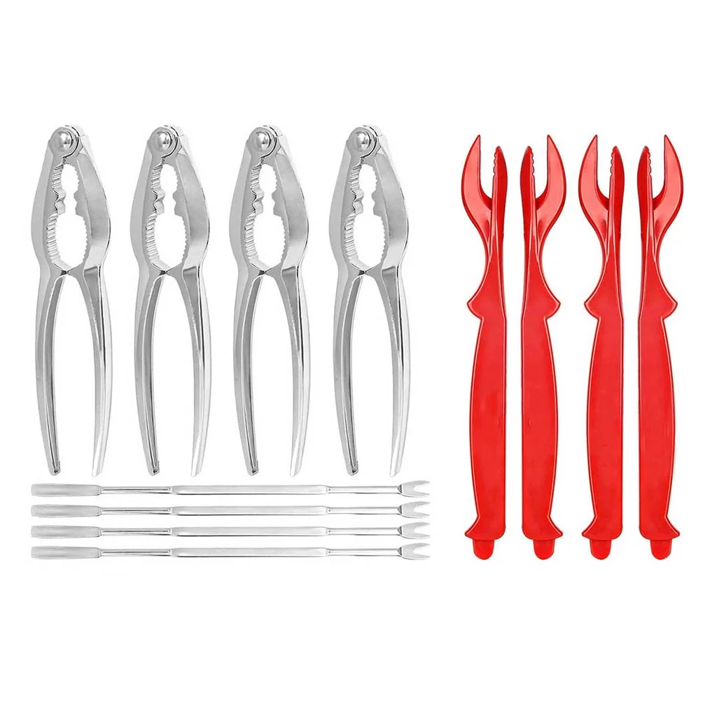 Wrvxzio 12Pcs Seafood Tools Crab Crackers Nut Cracker Forks Set Opener Shellfish Lobster
