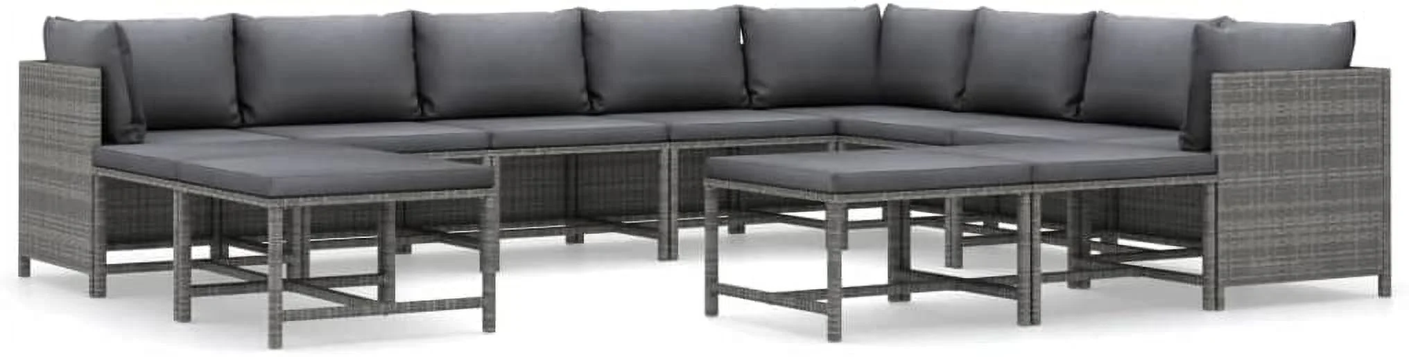 Garden Chairs  Park Chairs  Outdoor Chairs  Front Porch Outdoor Furniture for Parks  lawns  Yards 12 Piece Patio Lounge Set with Cushions Poly Rattan Gray