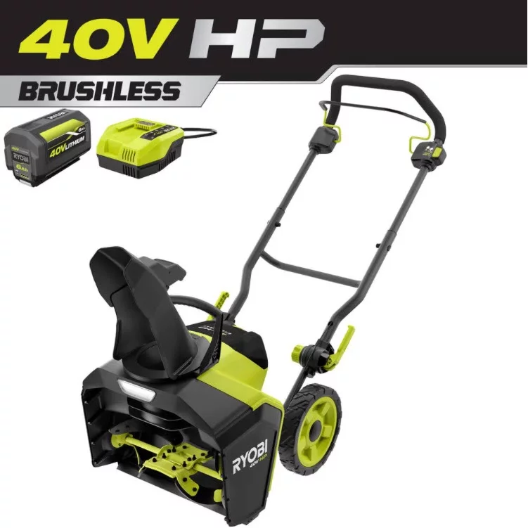 RYOBI Cordless 40V HP 18 in. Electric Snow Blower 6.0 Ah Battery Charger Kit