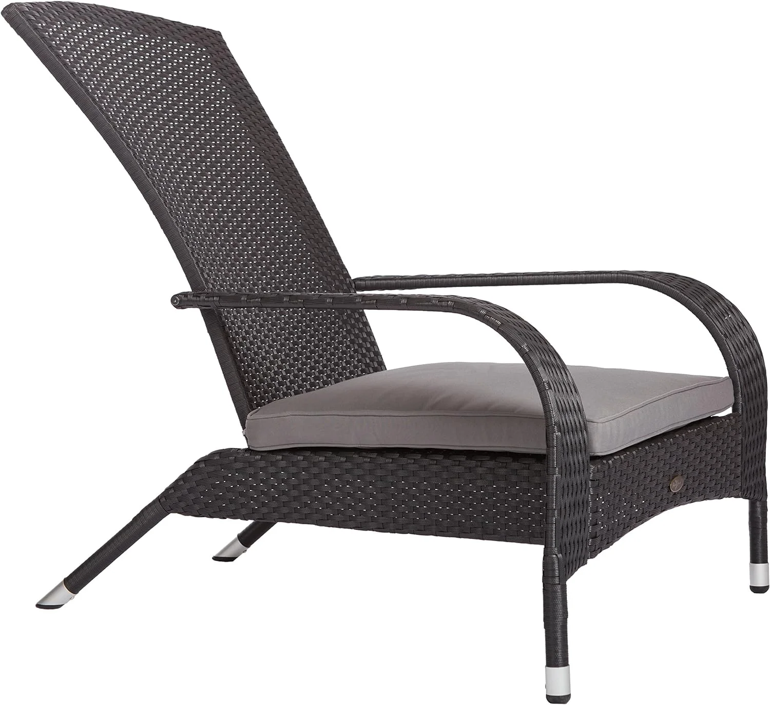 62430 Coconino Wicker Chair All Weather Lightweight Durable Adirondack Chair Grey Outdoor Cushion Included - Black
