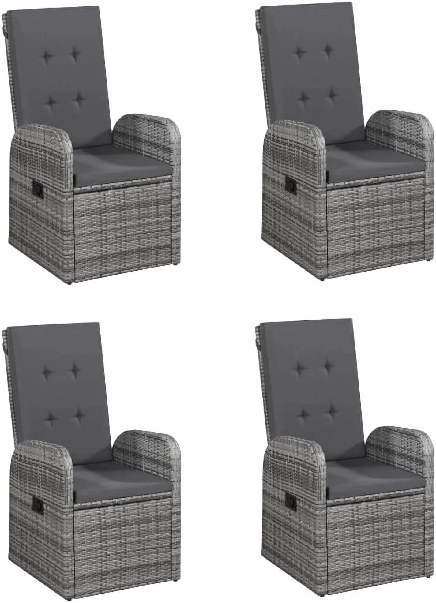 5 Piece Patio Dining Set Gray  with 1 x Table 4 x Chair 4 x Seat Cushion 4 x Back Cushion