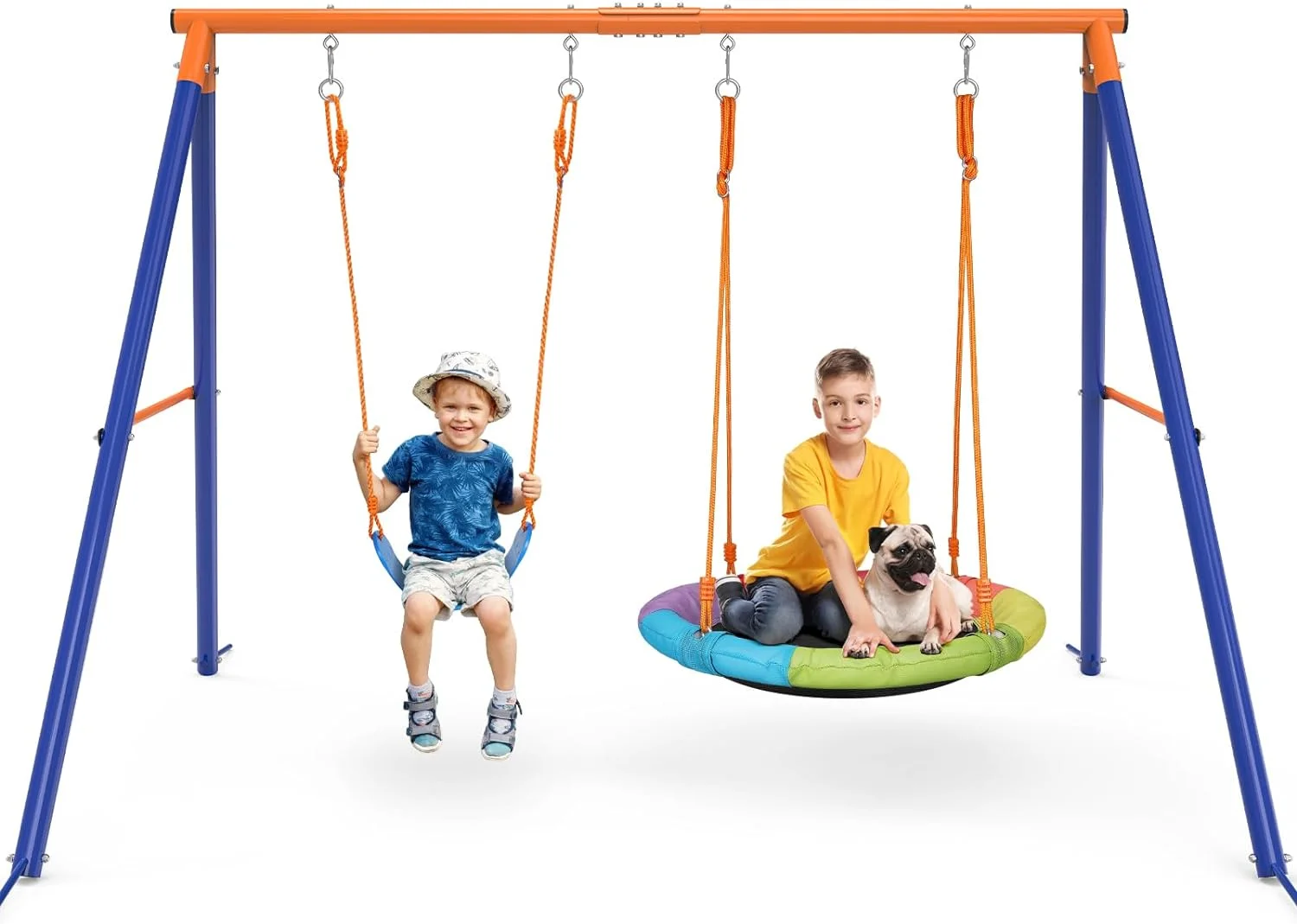 Swing Set with Stand for Kids, Heavy Duty Metal A-Frame Swing Holds 440 lbs, Swing Stand with 32