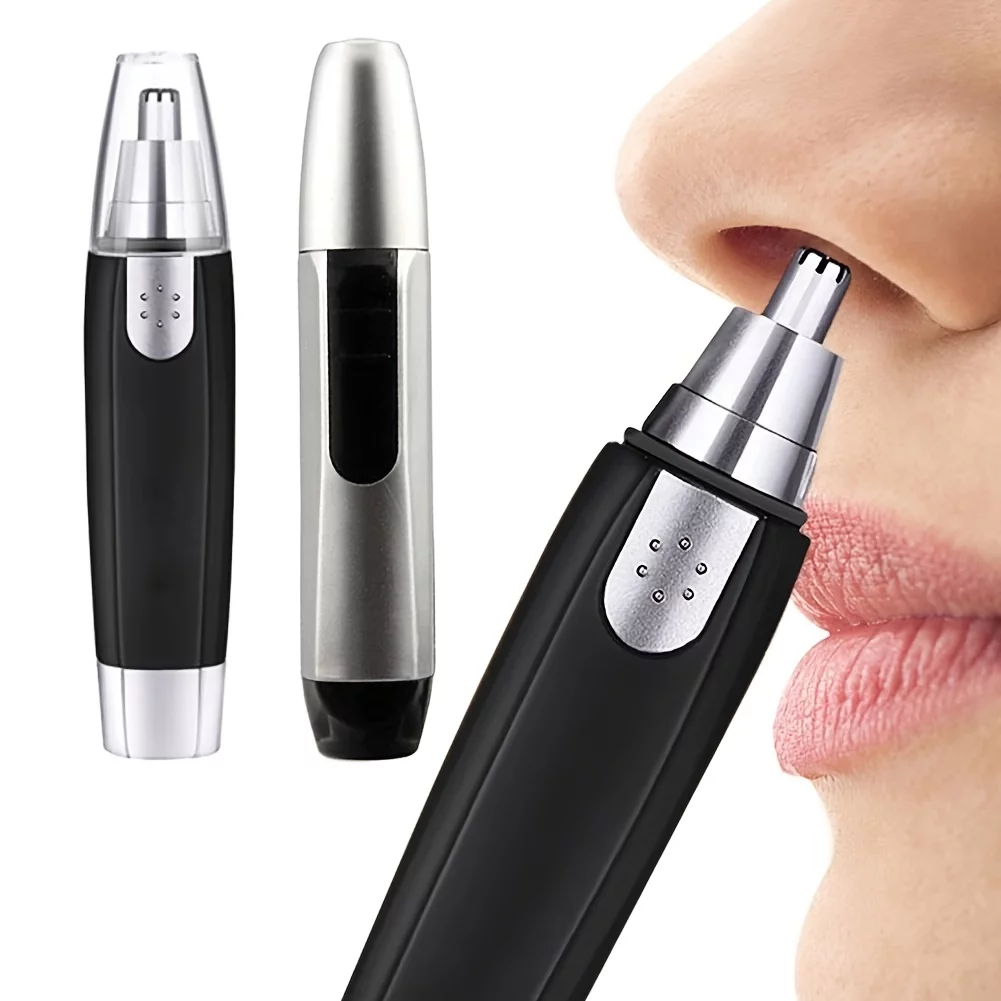 1PC Electric Nose Hair Trimmer, Professional Painless Nose And Ear Hair Trimmer For Women Men Waterproof Stainless Steel Head Dual Edge Blades Nose Hair Remover Mute Efficient Easy Cleansing