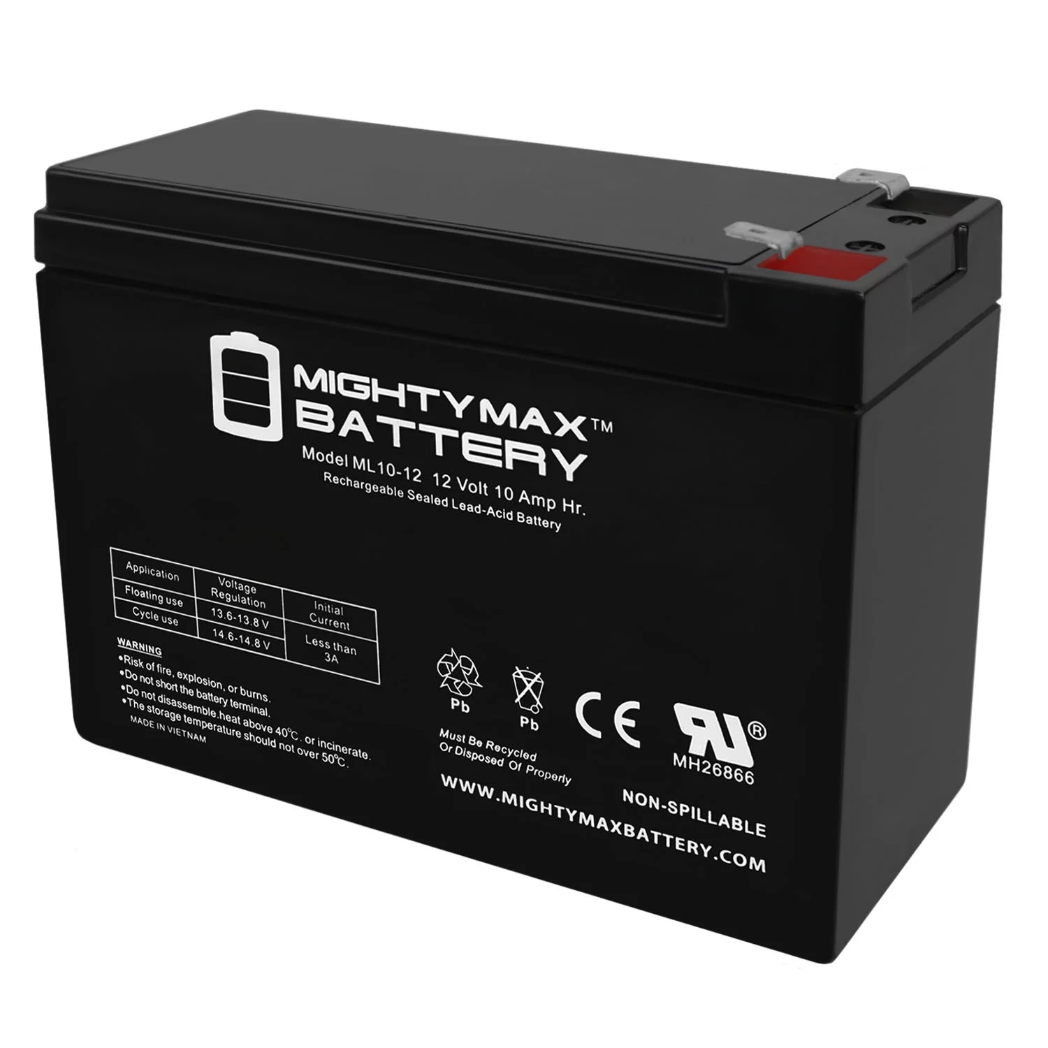 12V 10AH Replacement Battery for Lawn Mower + 12V Charger