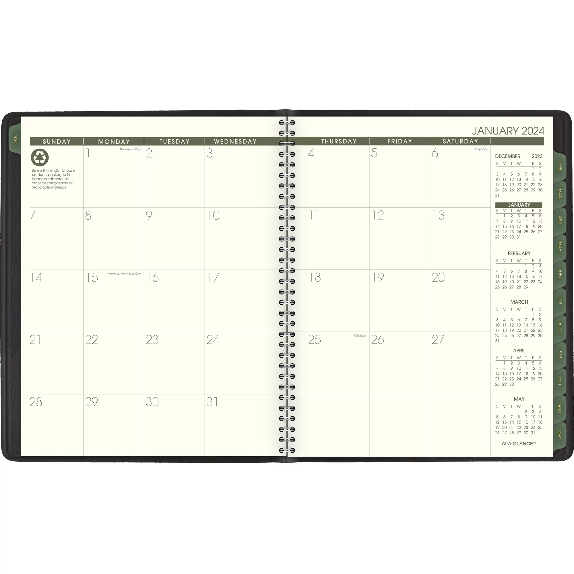 AT-A-GLANCE Recycled 2024 Weekly Monthly Appointment Book Planner Black Medium 7