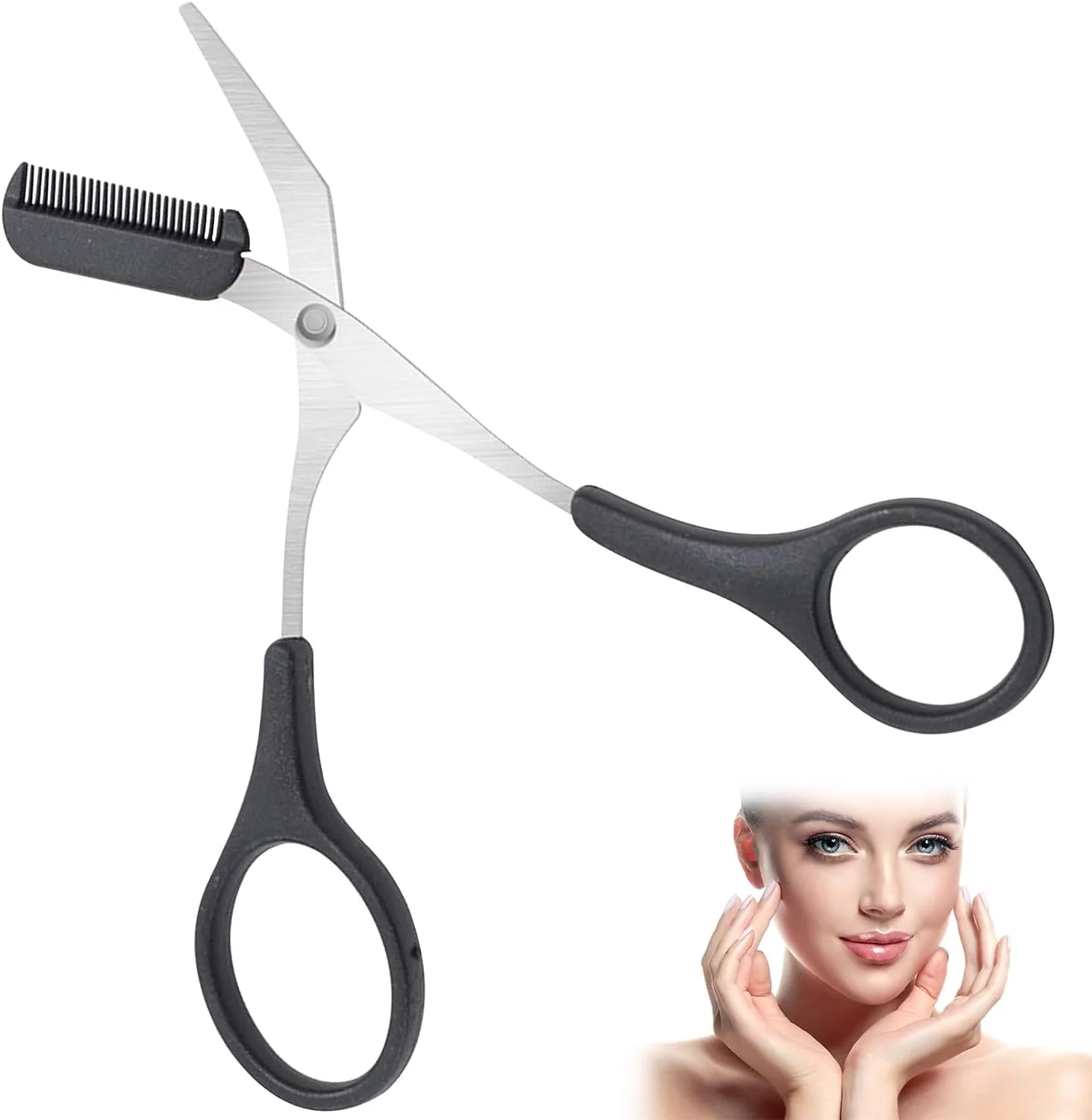 1pcs Professional Eyebrow Comb Scissors,Eyebrow Trimmer Scissors with Mini Comb,Stainless Steel Precision Eyebrow Scissors Eyebrow Trimming Tool Small Eyebrow Grooming Beauty Tool for Men Women