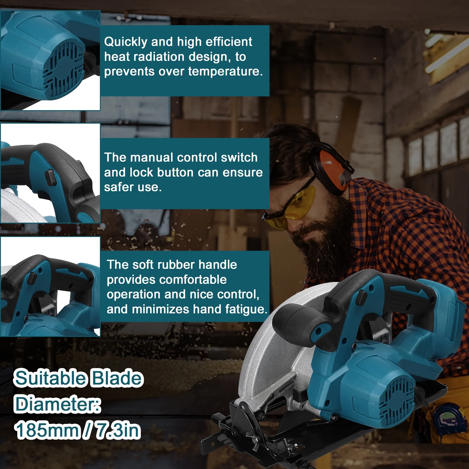 Shinysix Electric Saw, Battery Wood 7inch Saw Saw Battery Dsfen Hine Huiop Buzhi