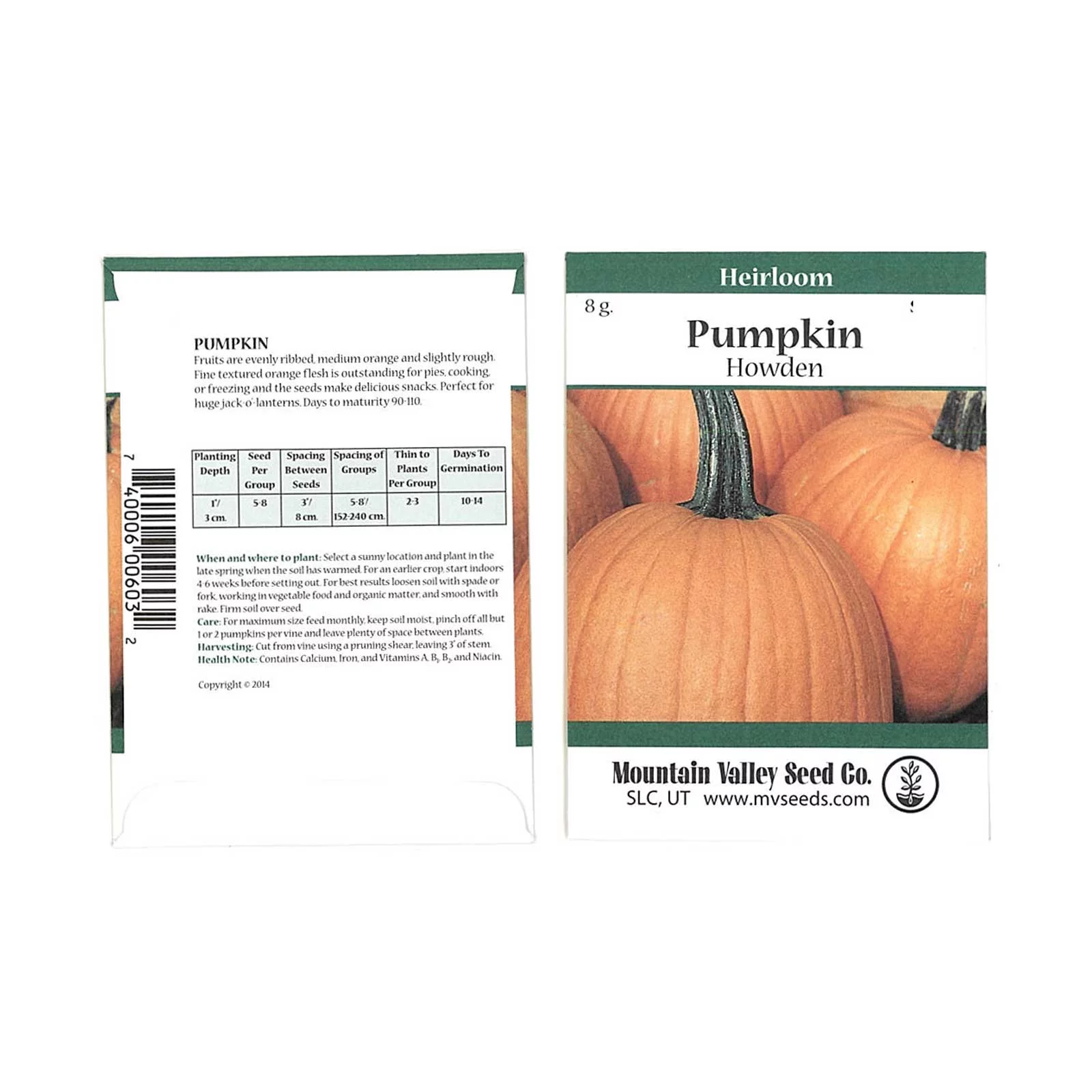Pumpkin Garden Seeds - Howden Variety - 3 Gram Packet - Non-GMO, Heirloom Pumpkins - Rich Orange - Jack O'Lantern Pumpkin Gardening