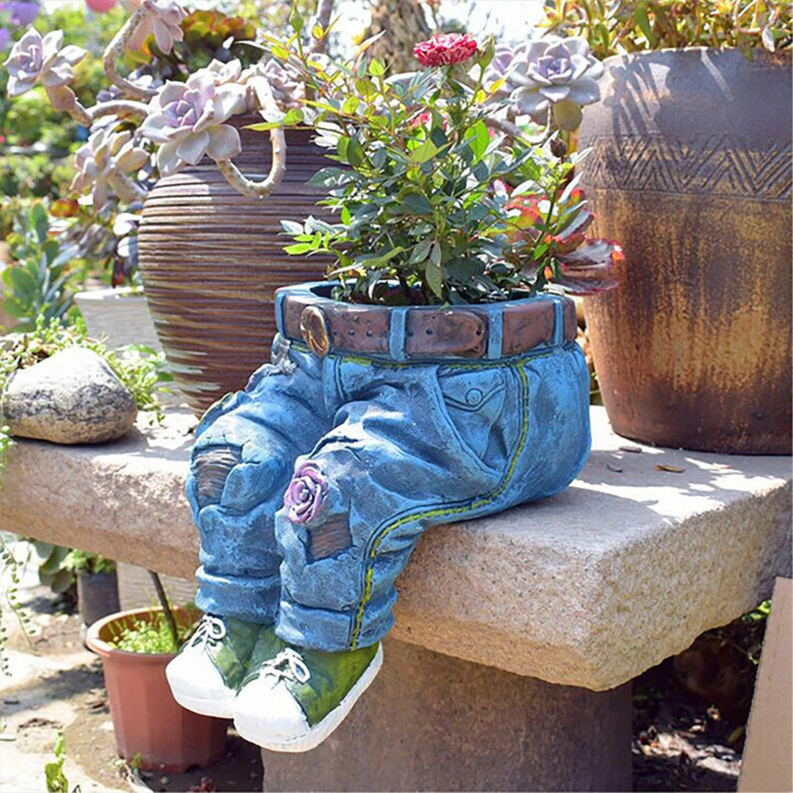 Fridja Denim Pants Resin Flower Pot Garden Denim Flower Pot Decoration Ornaments for Home
