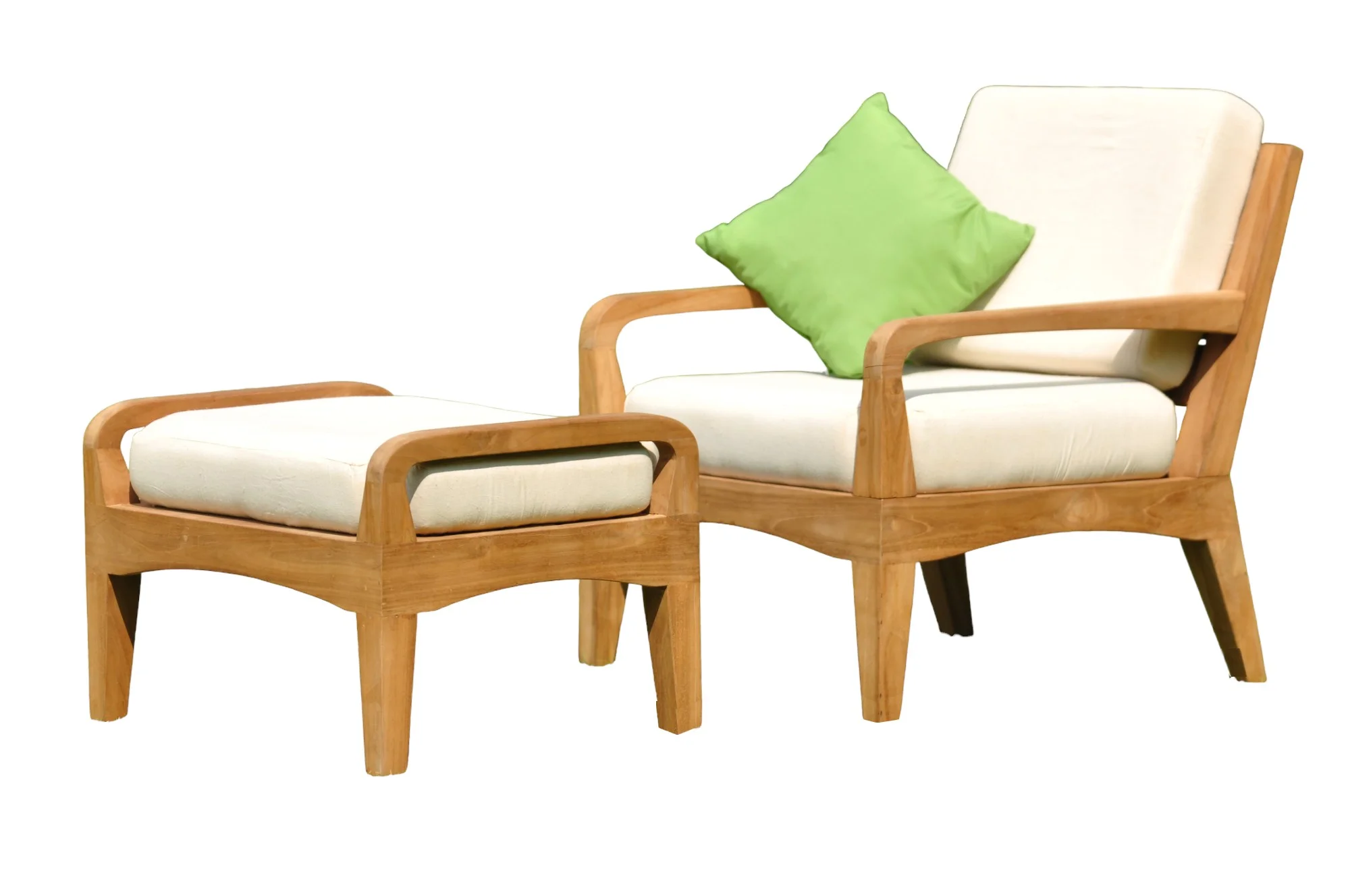 Noida 2 Pc Lounge Chair Set: Lounge Chair & Ottoman With Cushions in Sunbrela Fabric #57003 Canvas White