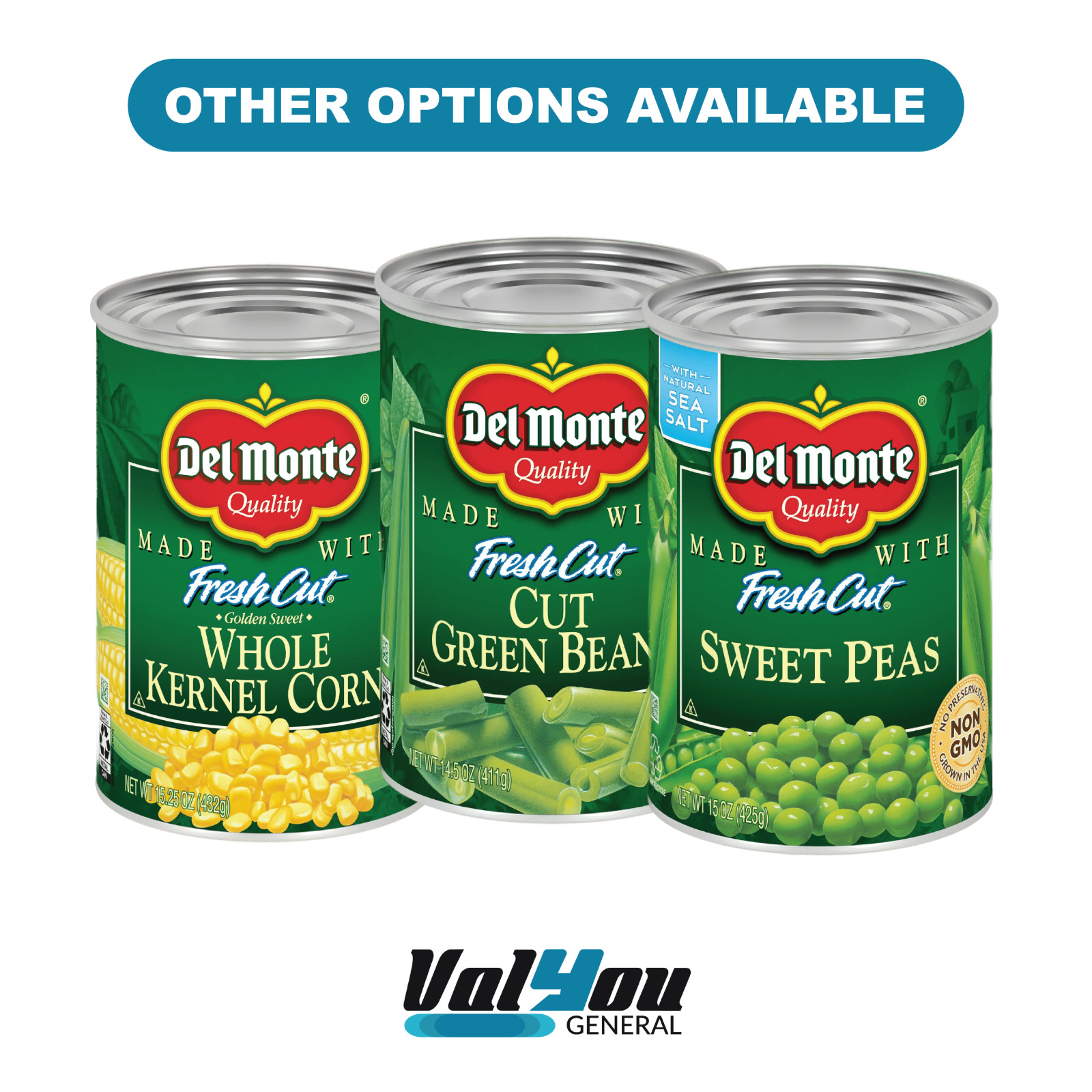 6x Cans Del Monte Quality Fresh Cut Green Beans - 15oz!
