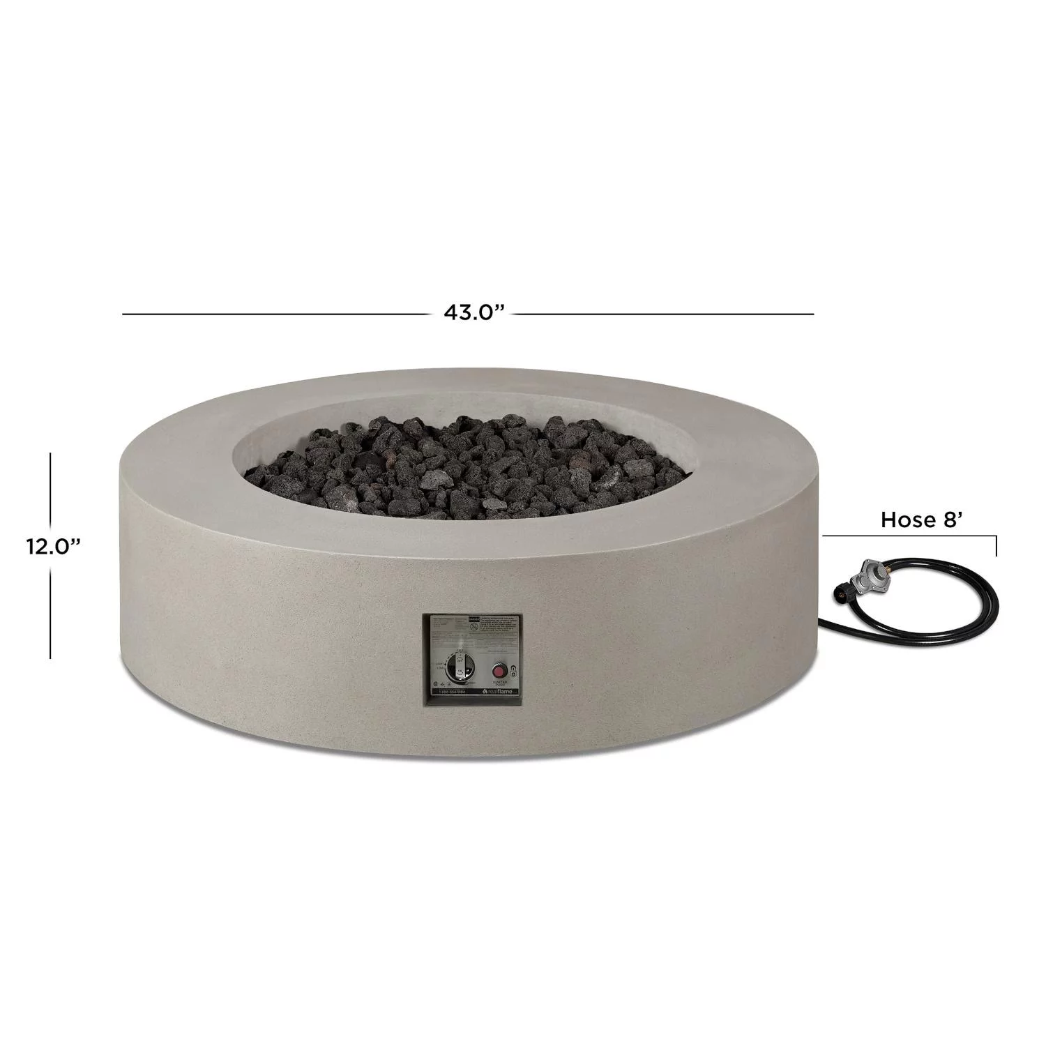 BBQGuys Signature La Valle 43-Inch Round Propane Fire Table - Flint - 1593LP-FLNT