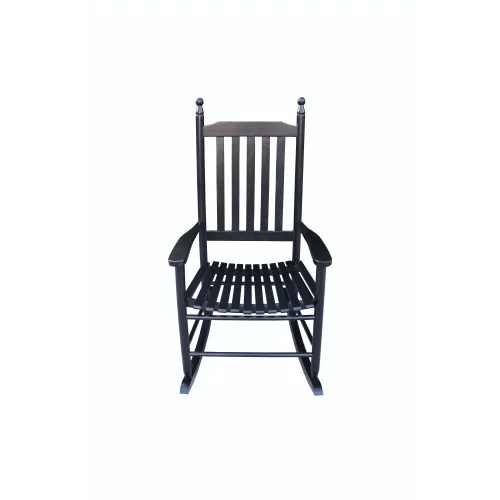 Outdoor Wood Porch Rocking Chair, Weather Resistant Finish,  Black