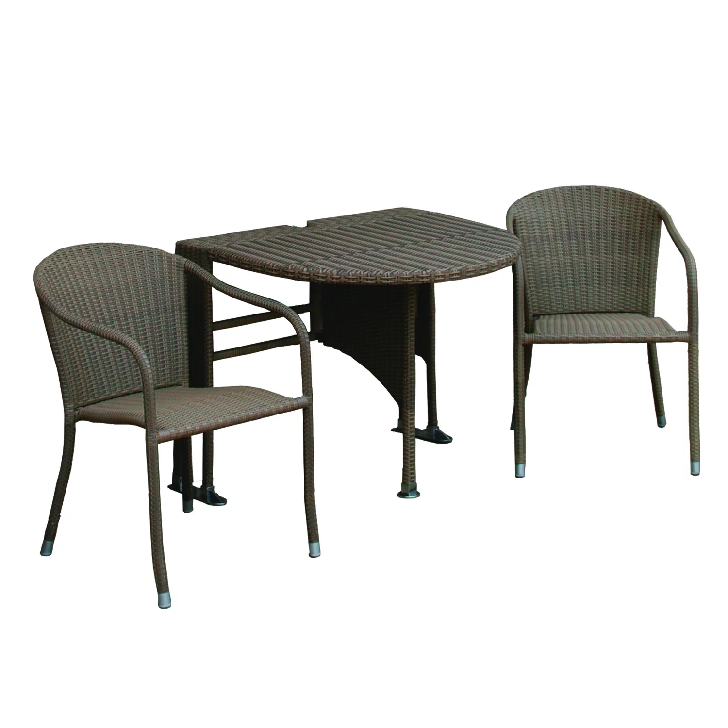 Blue Star Terrace Mates Adena, 3-Piece All Weather-Wicker Table and Chair Set  with Half-Round Table & Stacking Chairs, Coffee