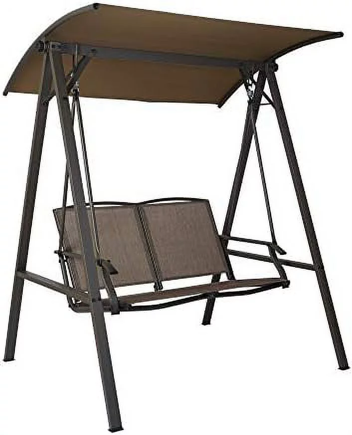Doris 2 Person Outdoor Patio Swing With Breathable Textilence Seat (Taupe)