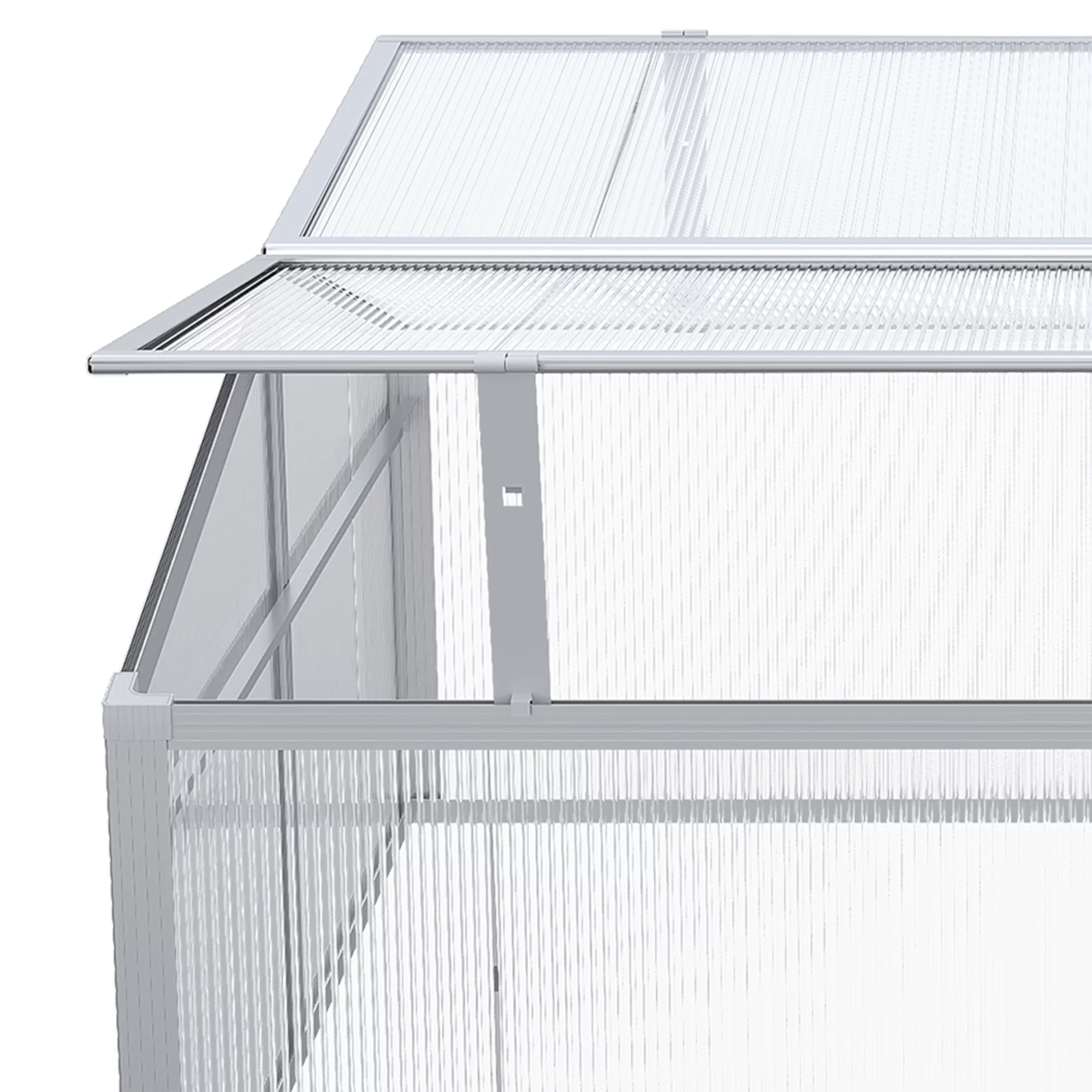 Outsunny Aluminum Alloy Cold Frame W/ Adjustable Roof, Polycarbonate Panels