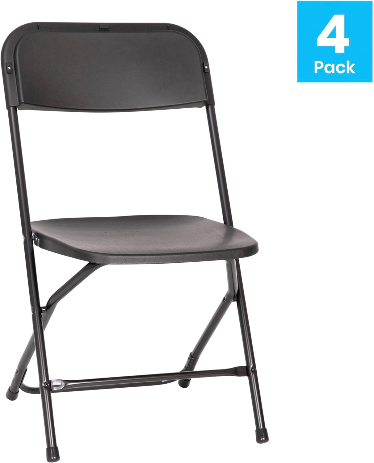 MINGFENG Hercules Series Big & Tall Stackable Plastic Folding Chairs, Extra Wide Commercial Event Seats, Set of 4, Black