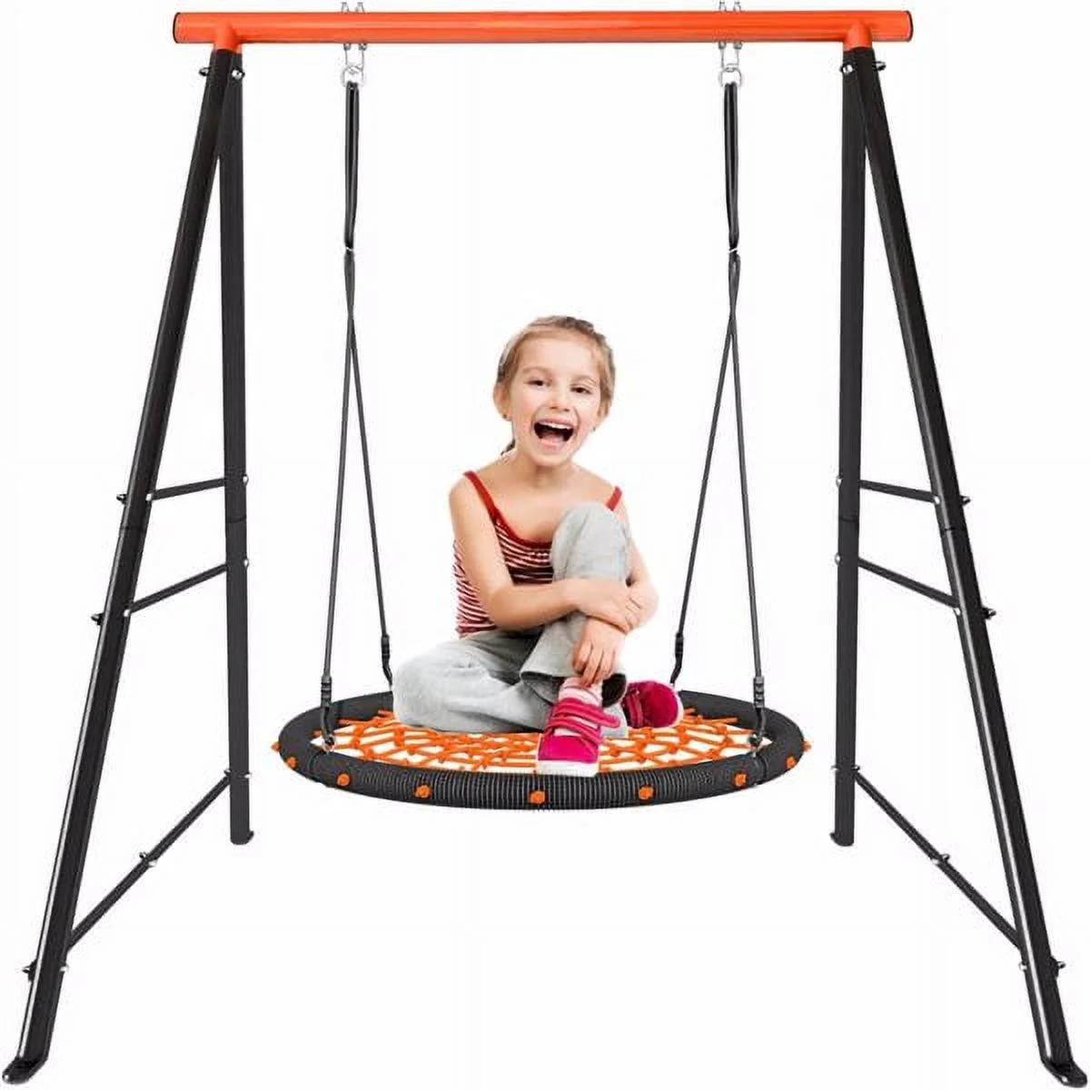 Roll over image to zoom in Swing Stand Frame｜Swing Set Frame for Both Kids and Adults｜880 Lbs Heavy-Duty Metal A-Frame Backyard Swing for Indoor Outdoor｜Orange(Without Swing)