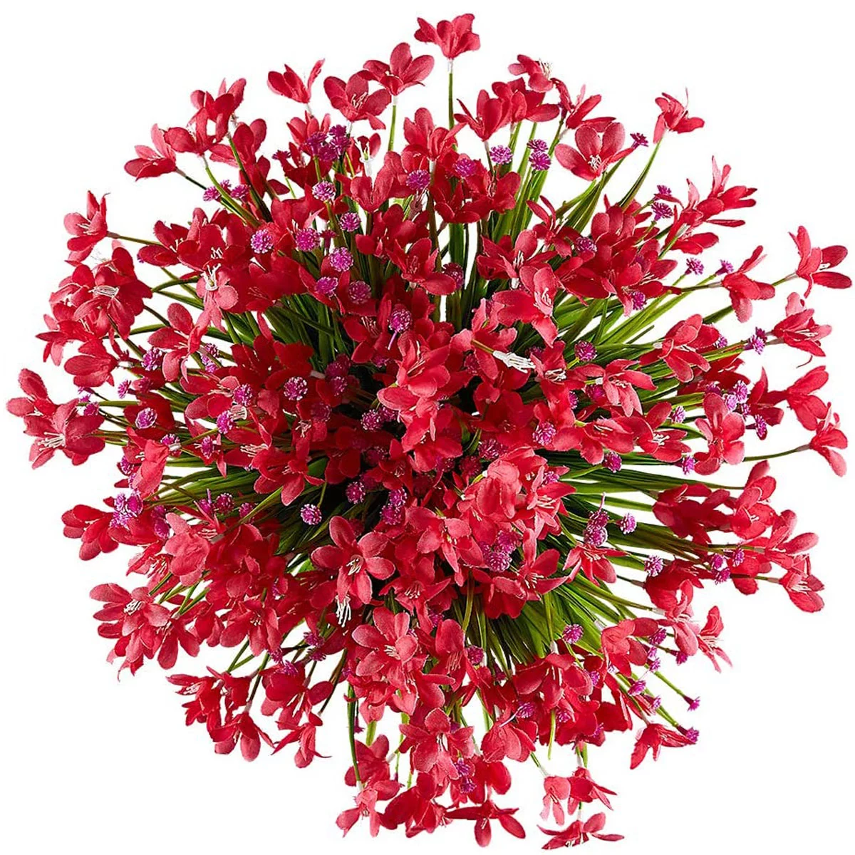 8 Bundles Artificial Daffodils Fake Flowers No Fade Outdoor UV Resistant for Decorationr (Red)